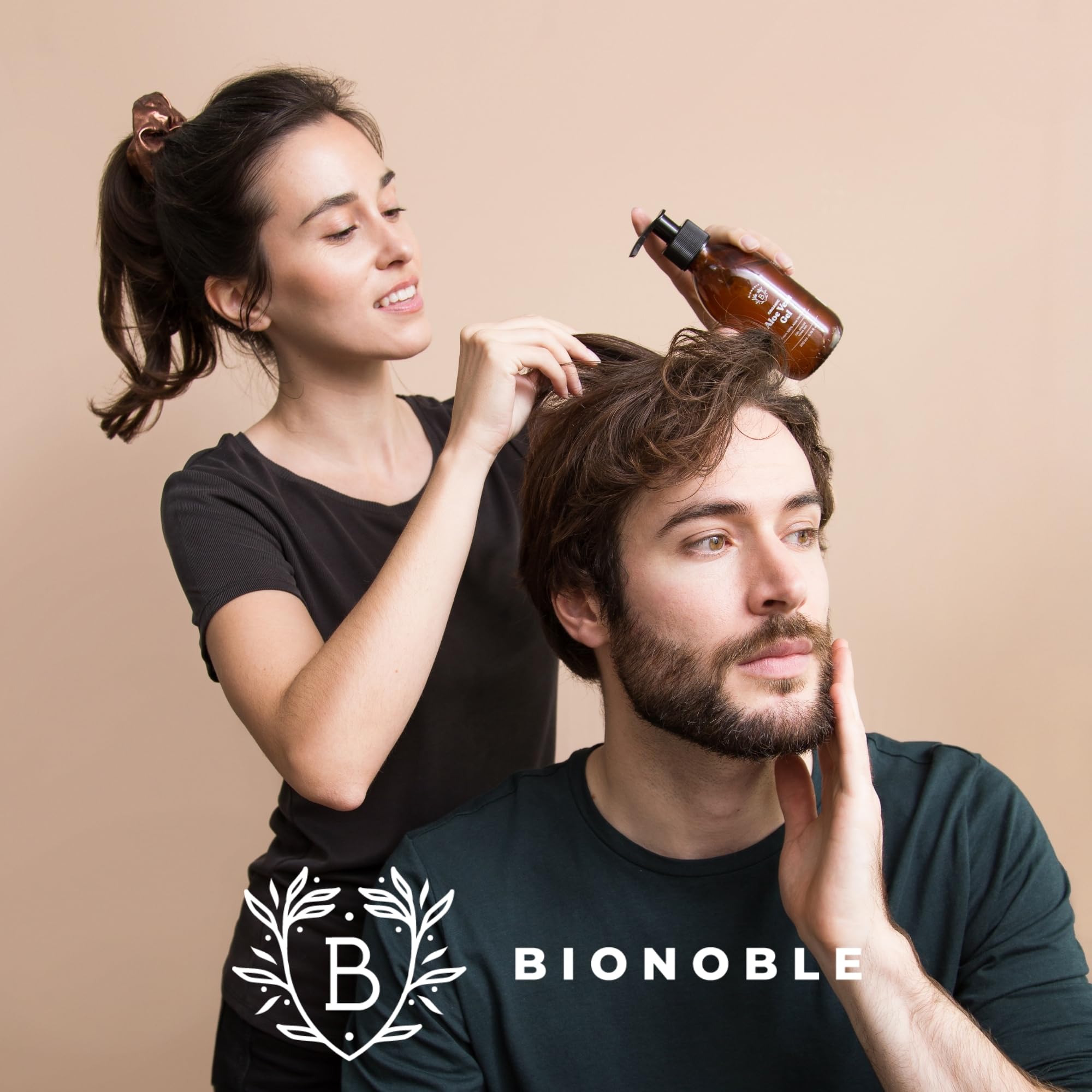 Bionoble Organic Aloe Vera Gel 200ml - Made with 100% Pure Fresh Aloe Pulp and Organic Lavender - Xanthan Free - Face, Eye Contour, Body, Hair - Glass Bottle + Pump