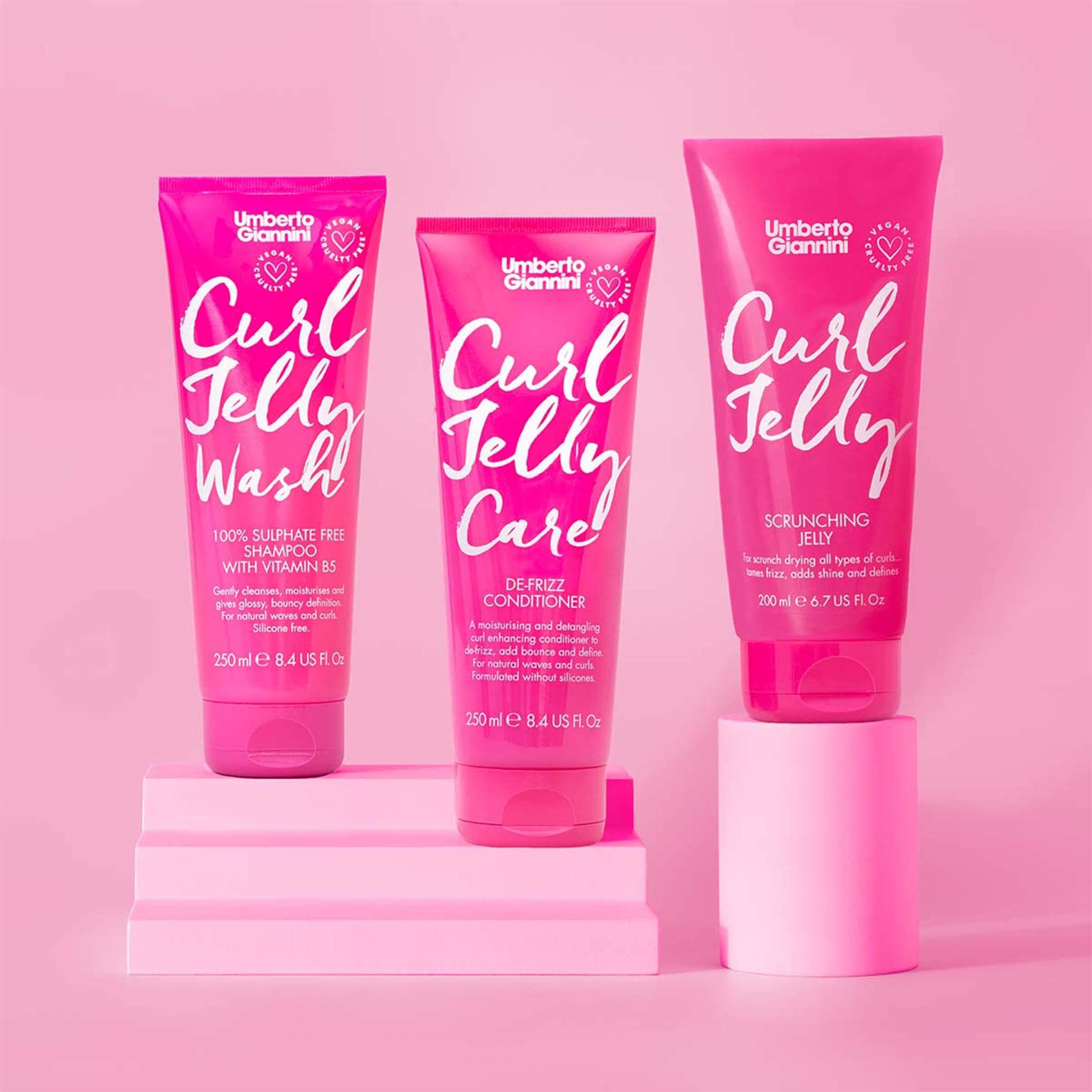 Umberto Giannini Curl Jelly Wash, Vegan, Cruelty Free, & Sulfate Free Shampoo for Curly or Wavy Hair, 250ml