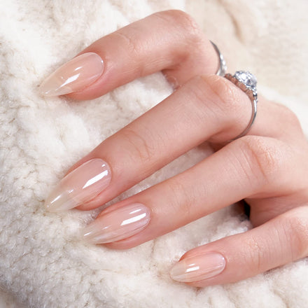 Press On Nails Medium- BTArtbox Almond False Nails with Glue, 30Pcs Soft Gel Fake Nail in 15 Sizes, Reusable Semi-Transparent Stick on Nails for Woman, Glazed Donut