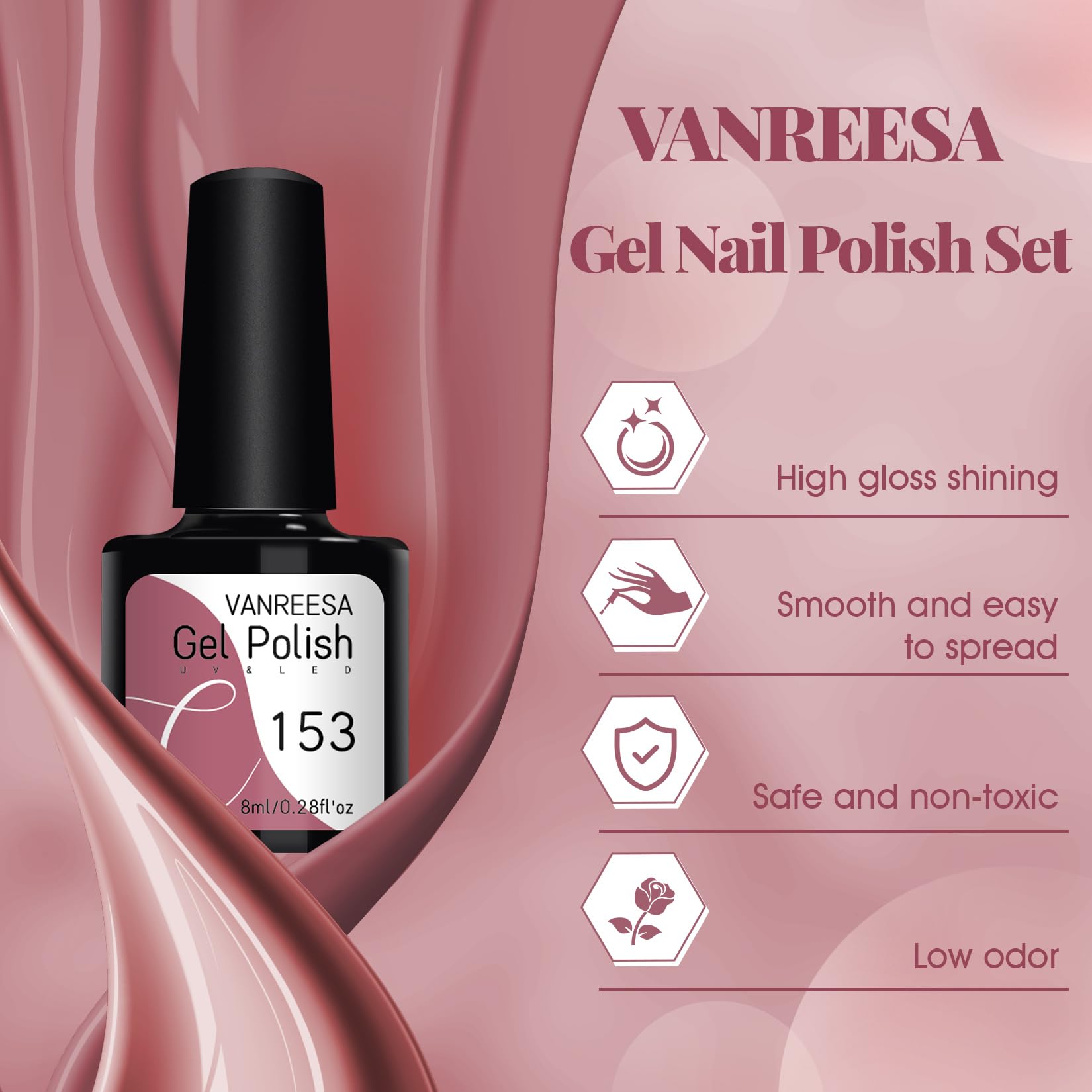 VANREESA Gel Nail Polish Set, 18 Colours Gel Nail Kit with 36W U V Lamp Classic Nude Pink Brown Dark U V Nail Polish Starter Set with Base and Top Coat Manicure Salon Kit DIY at Home Gifts for Women