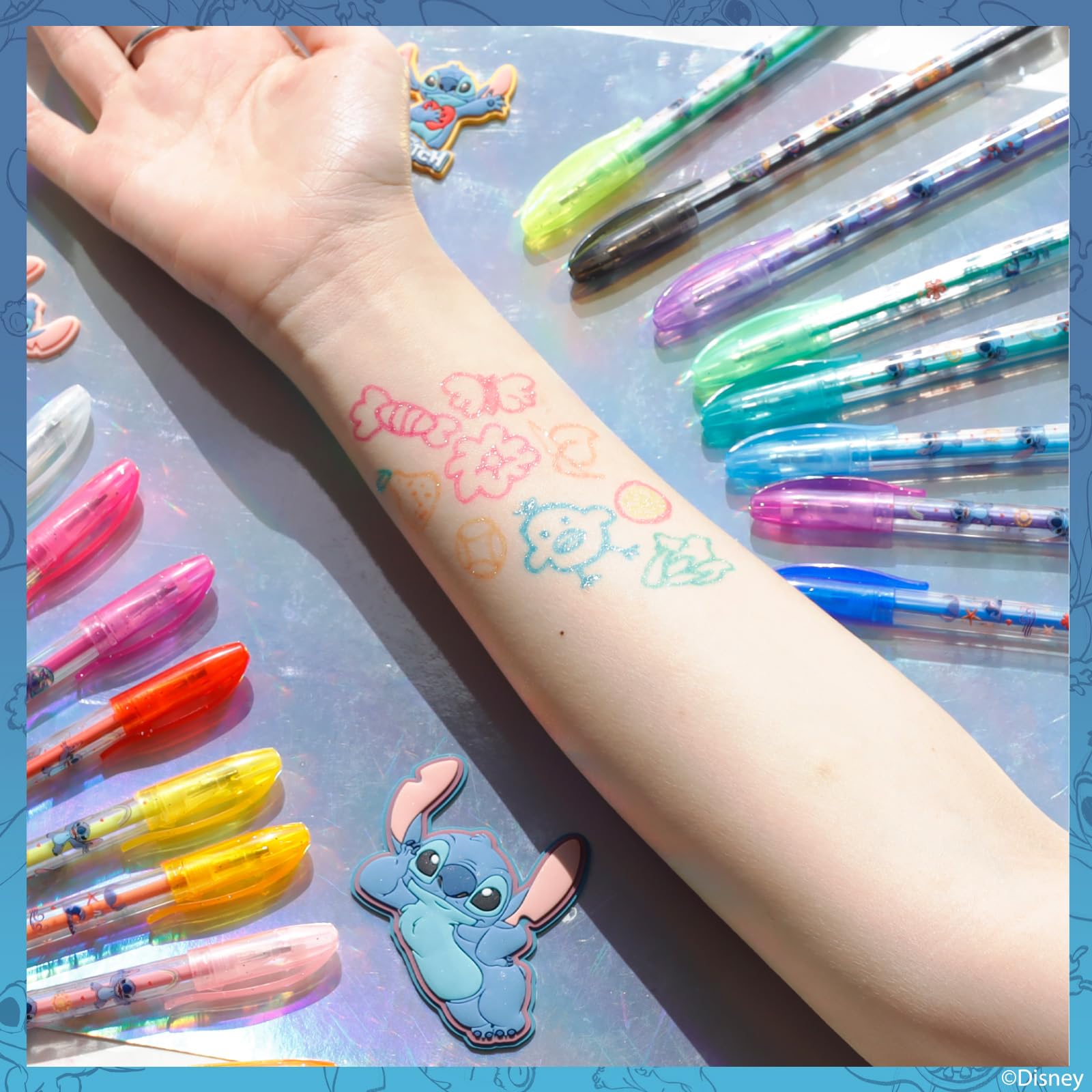 Stitch 16 Piece Glitter Pen Body Art Set, Glittery and Bright Colors, Ages 3+, By Townley Girl