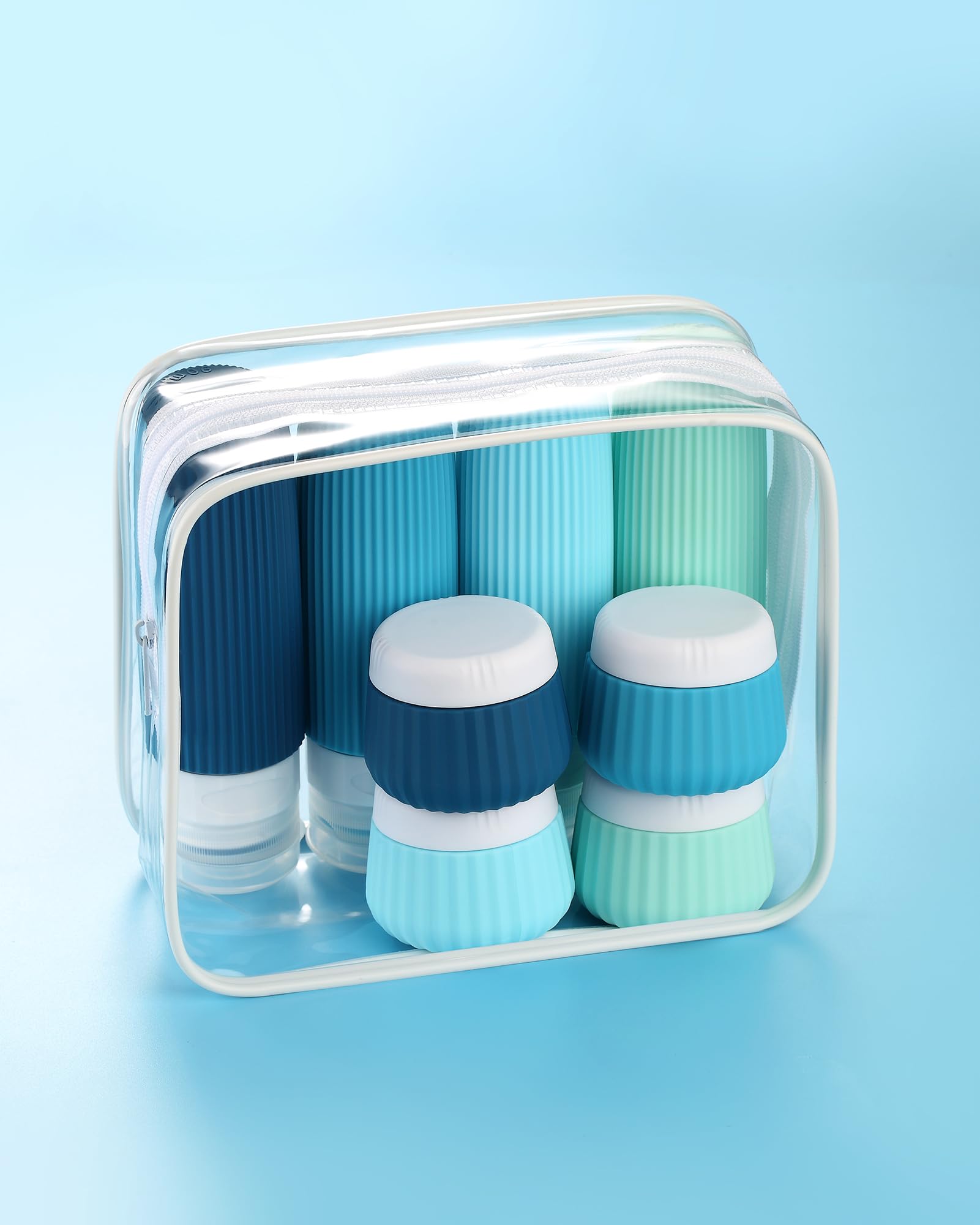 Gemice Travel Bottles for Toiletries 8 pcs Tsa Approved Travel Size Toiletries 90ml Travel Containers for Toiletries Silicone Cream Jars with Clear Bag Leak Proof Silicone Squeezable Travel Essentials