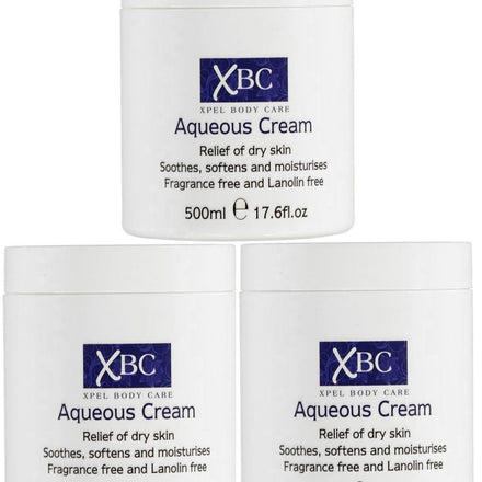3 x 500ml XBC Aqueous Cream Emollient Large Tub Relief for Dry Skin