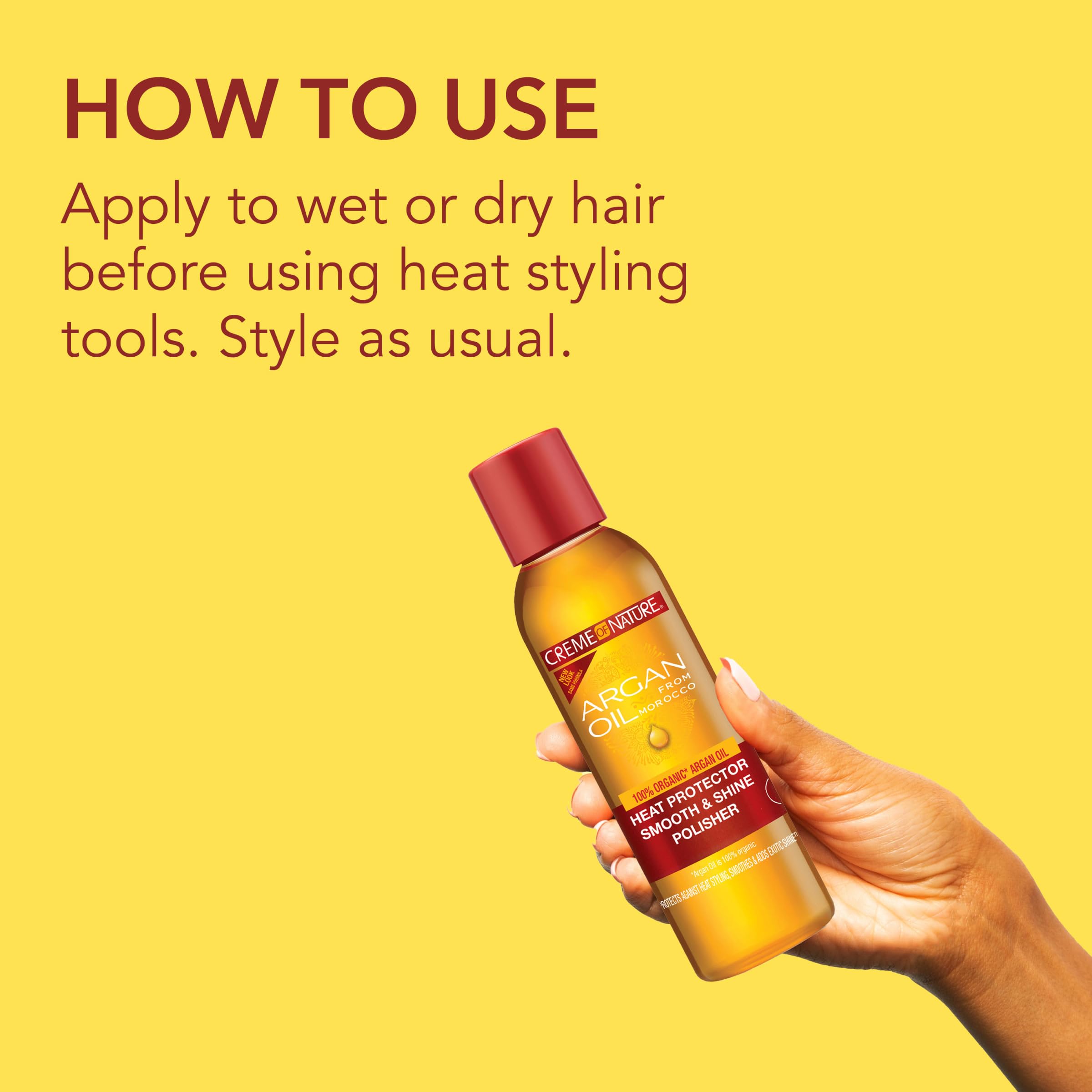 Creme of Nature, Argan Oil for Hair, Smooth & Shine Hair Polisher, Argan Oil of Morocco for Anti Frizz Control, 4 Fl Oz