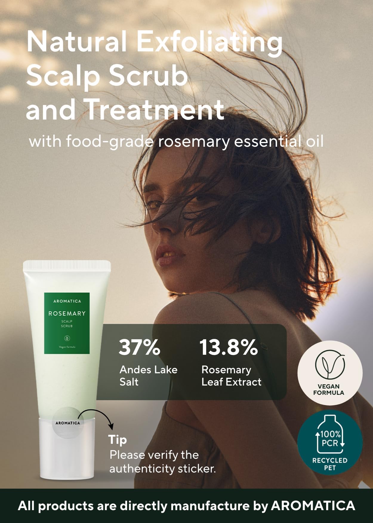 AROMATICA Rosemary Scalp Scrub 5.82oz / 165g, Scalp Treatment, Scalp Exfoliator with Salt Scrub for Oily Scalp, Dandruff, Build Up Remover