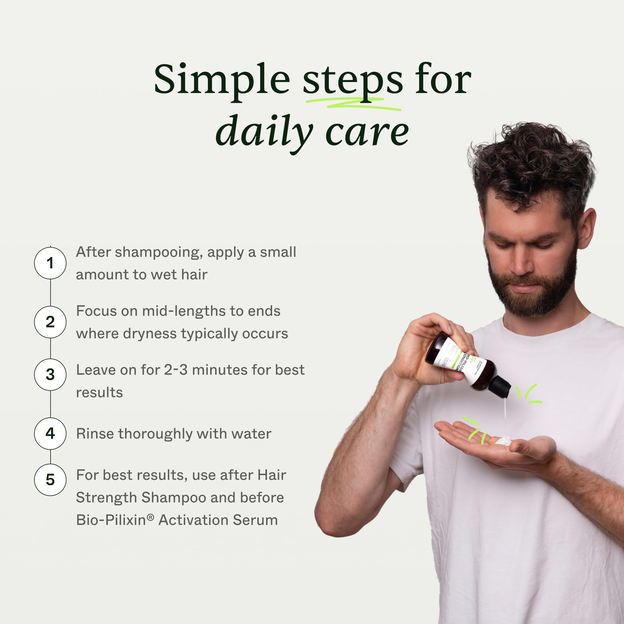 Scandinavian Biolabs Bio-Pilixin® Hair Recovery Conditioner For Men | Prevents Split & Damaged Ends, Restores Weak Hair, Dermatologically Tested, Made in Denmark, 250 mL / 8.8 Oz