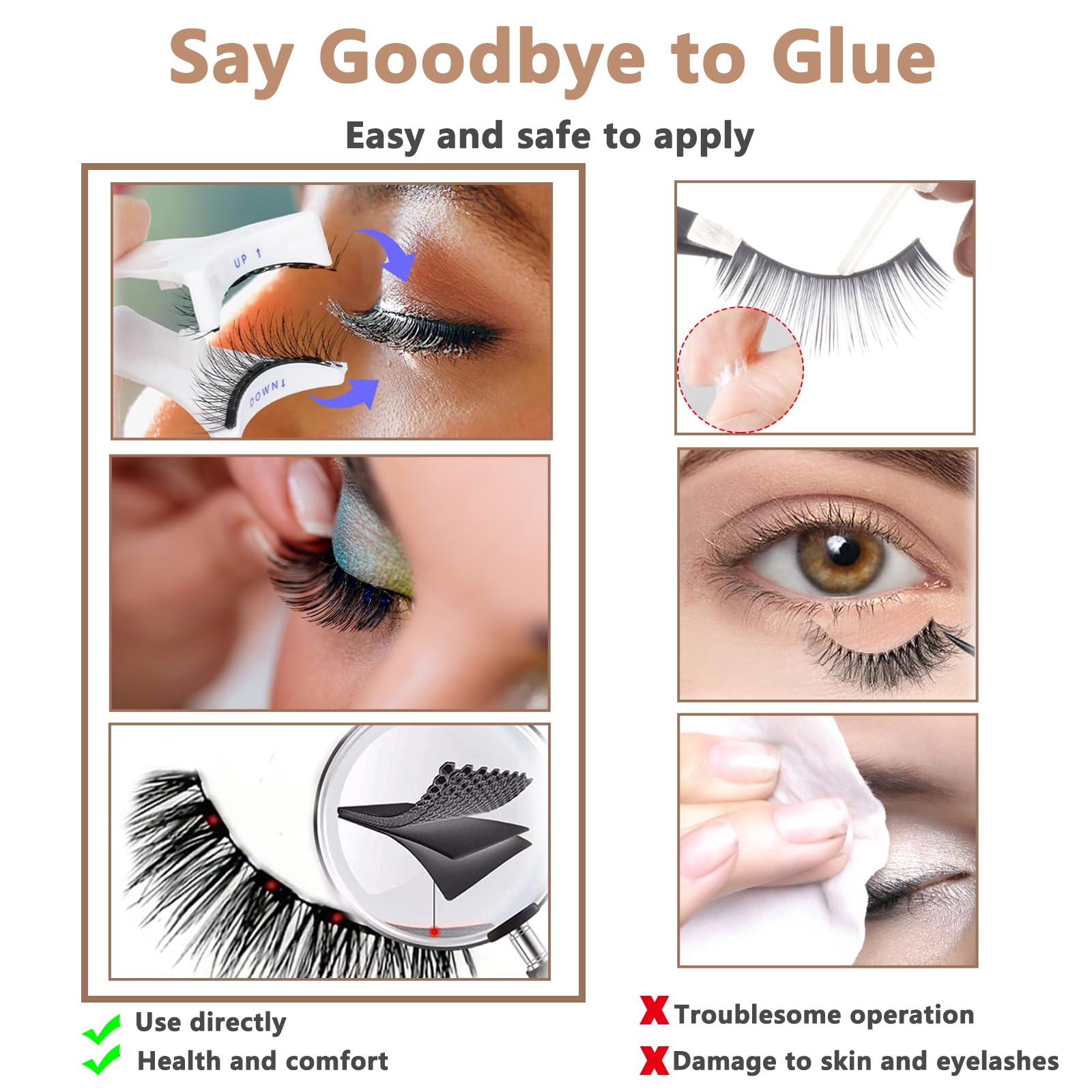 Magnetic Eyelashes with Applicator Best Magnetic Lashes Kit Natural Look 3D Magic Magnetic Eyelashes Reusable Magnetic Eyelashes without Eyeliner No Glue Needed False Eyelashes Magnetic for Party