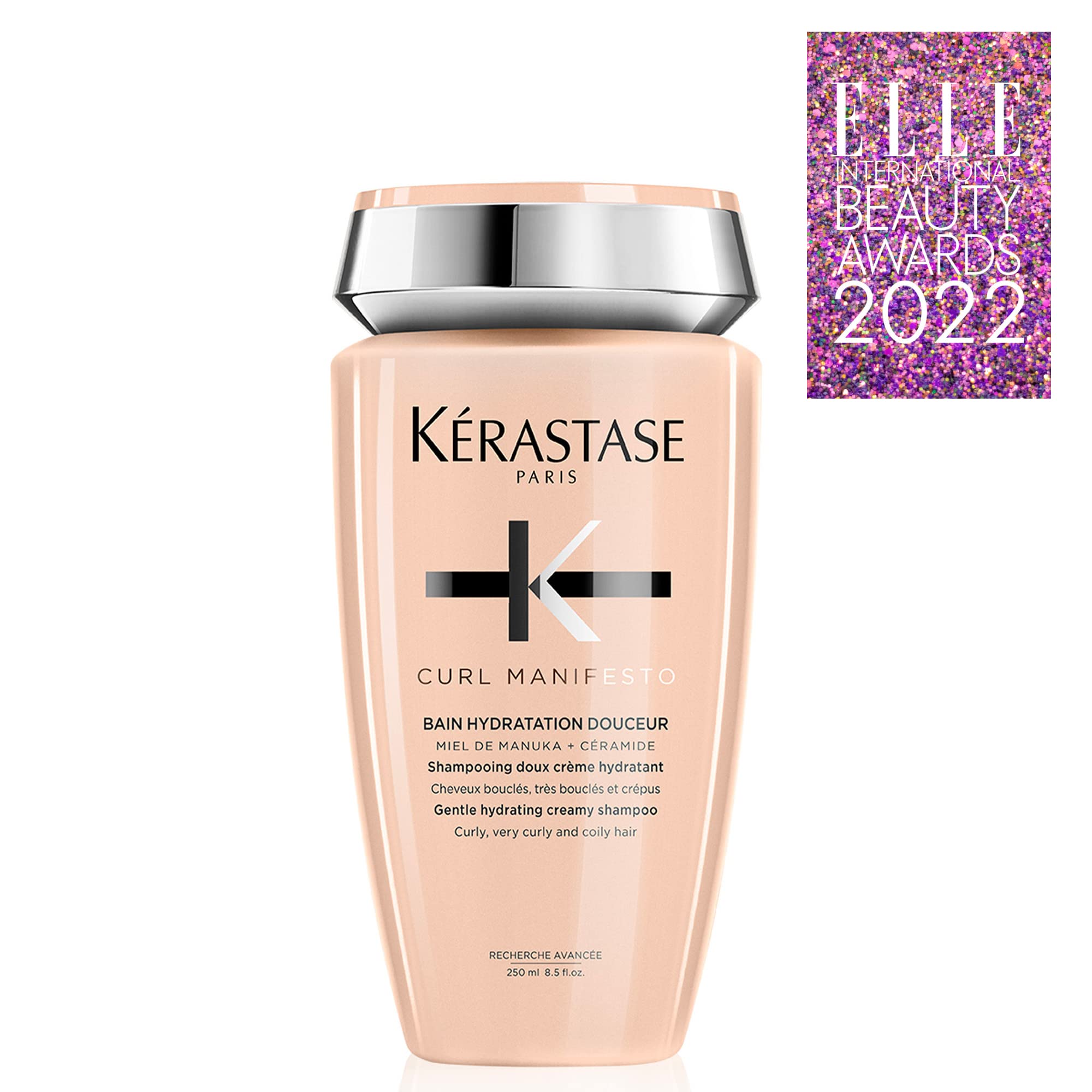 Kérastase Curl Manifesto, Shampoo, For Curly to Very Curly and Coily Hair, With Manuka Honey and Ceramide, Bain Hydratation Douceur, 250 ml