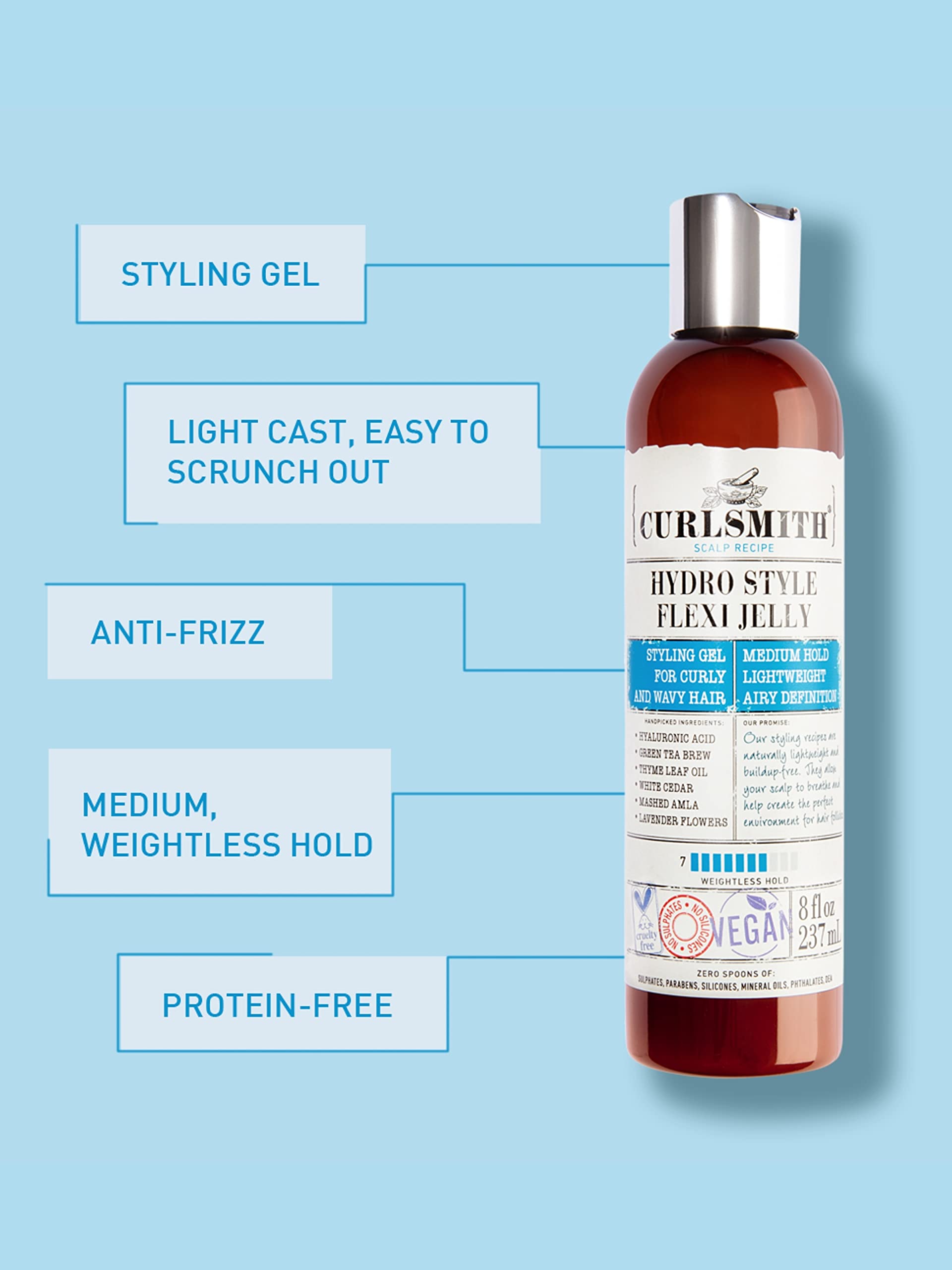 Curlsmith - Hydro Style Flexi-Jelly - Vegan Defining Gel for Wavy, Curly or Coily Hair (237ml)