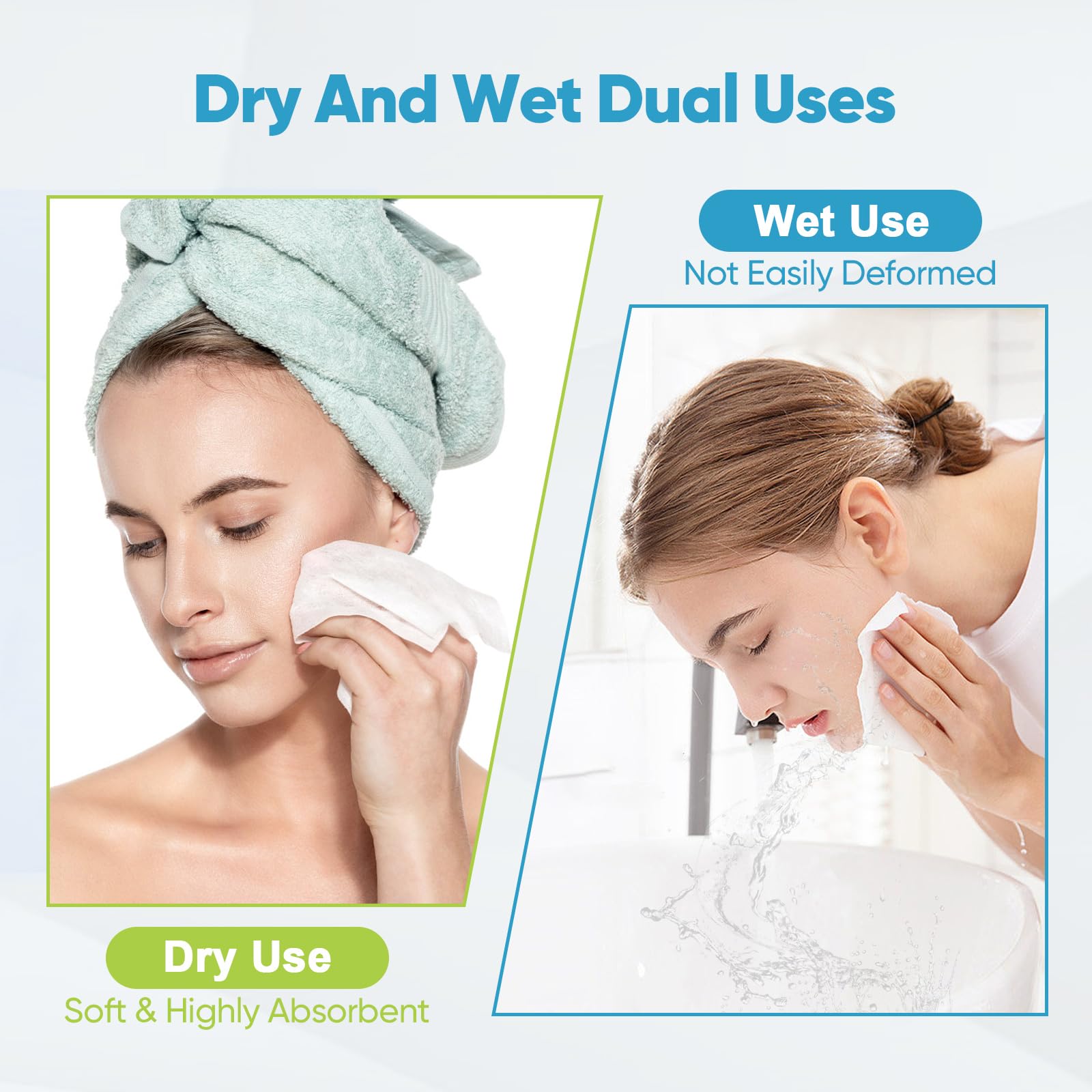 AIDEA Disposable Face Towels-600Ct, Dry Makeup Remover Wipes, Clean Facial Wipes for Sensitive Skin, Facial Cleansing Towels, Makeup Removing, Nursing, Travel, Surface Cleaning, Gifts