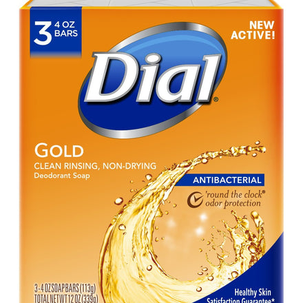 Dial Antibacterial Deodorant Bar Soap, Advanced Clean, Gold, 4 oz, 3 Bars