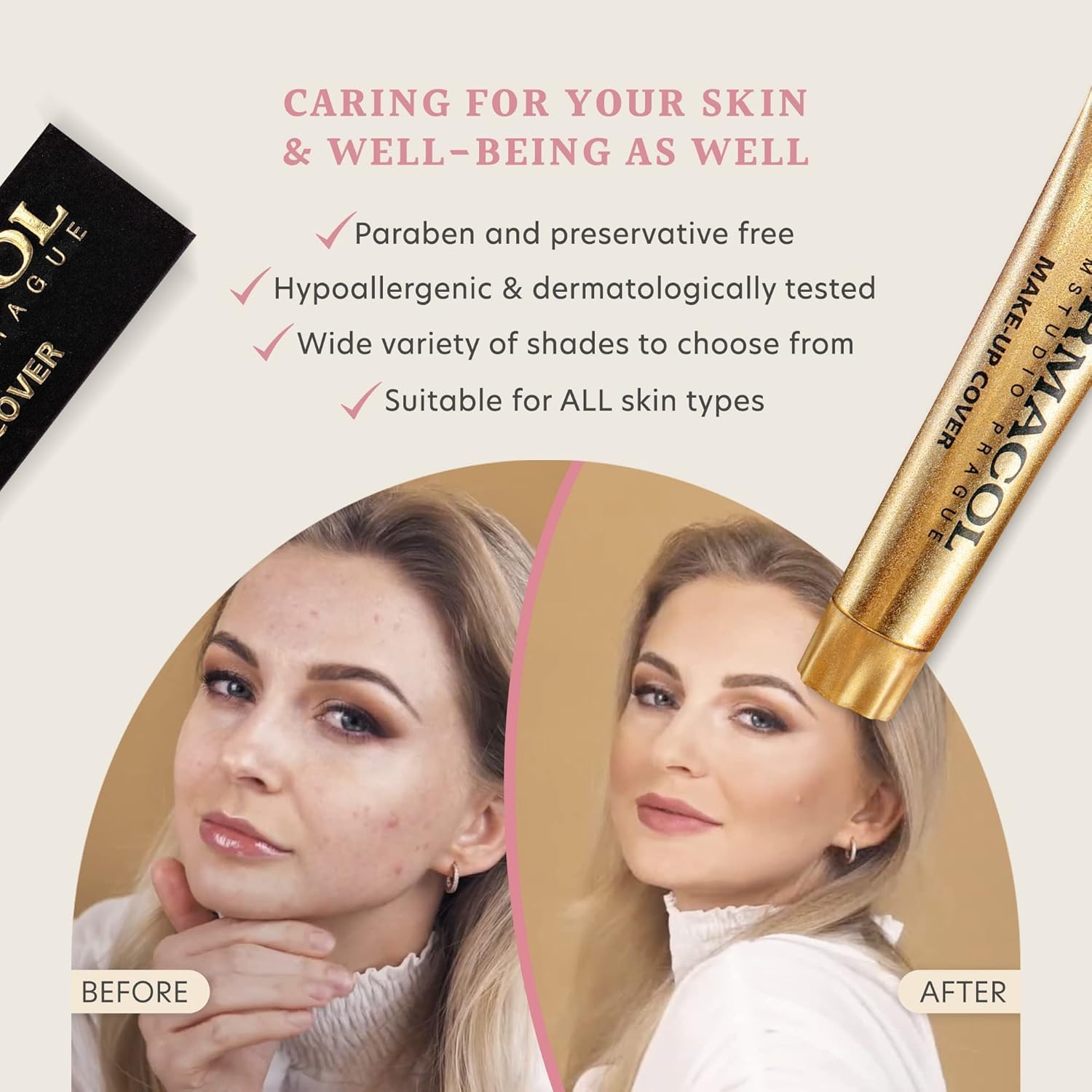 Dermacol - Full Coverage Matte Foundation with SPF 30, Waterproof Foundation for Oily Skin, Acne, & Under Eye Bags, Long-Lasting Makeup, 30g - Shade 207