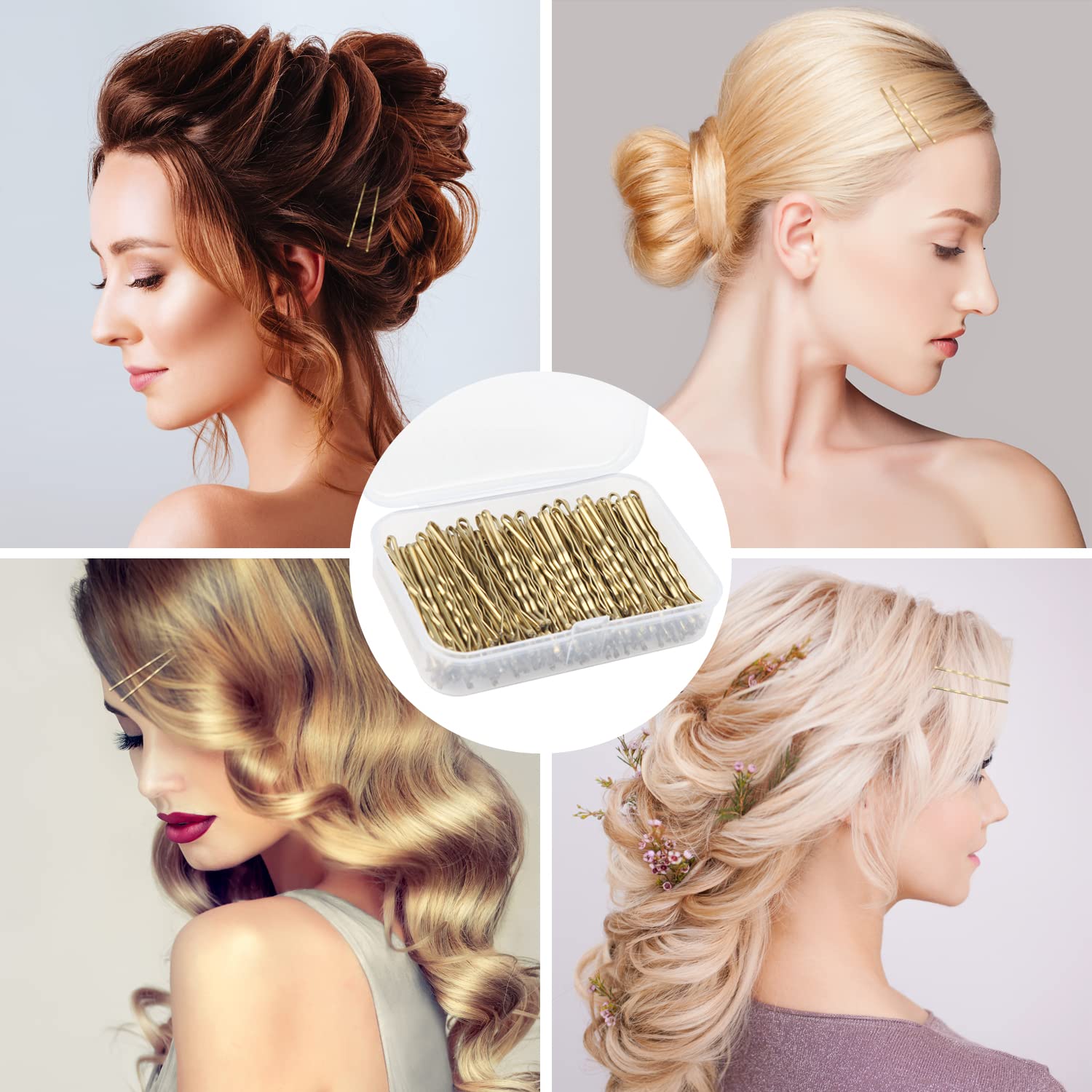 150 PCS Hair Clips, 2 Inch Kirby Grips for Women's Hair Styling with Storage Box (Blonde)