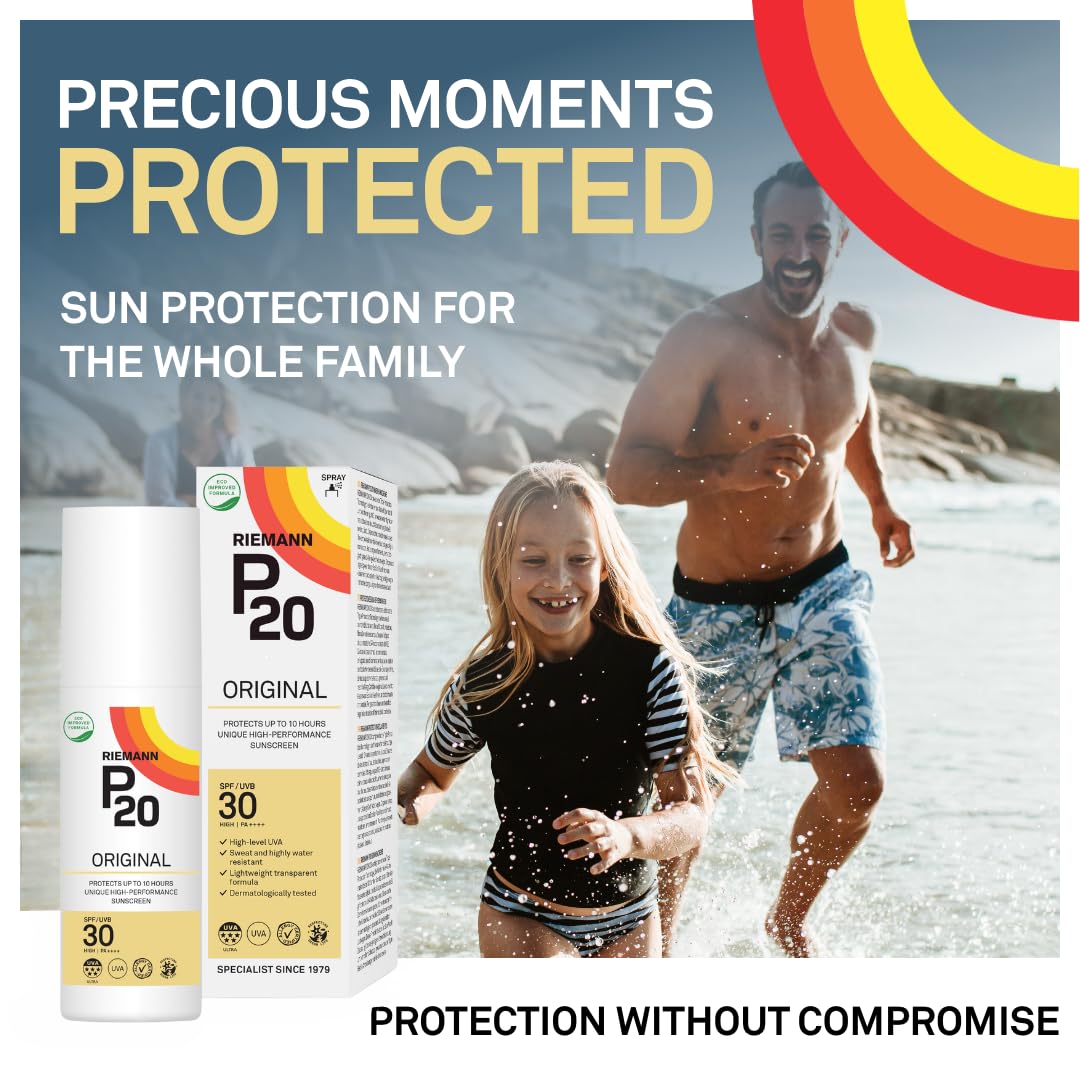 RIEMANN P20 Original SPF30 Spray 100ml Advanced Sunscreen Protection, High Performance Triple Protection + Sweat Resistance, Durable Protects up to 10 Hours, Very Water Resistant, High UVA Protection