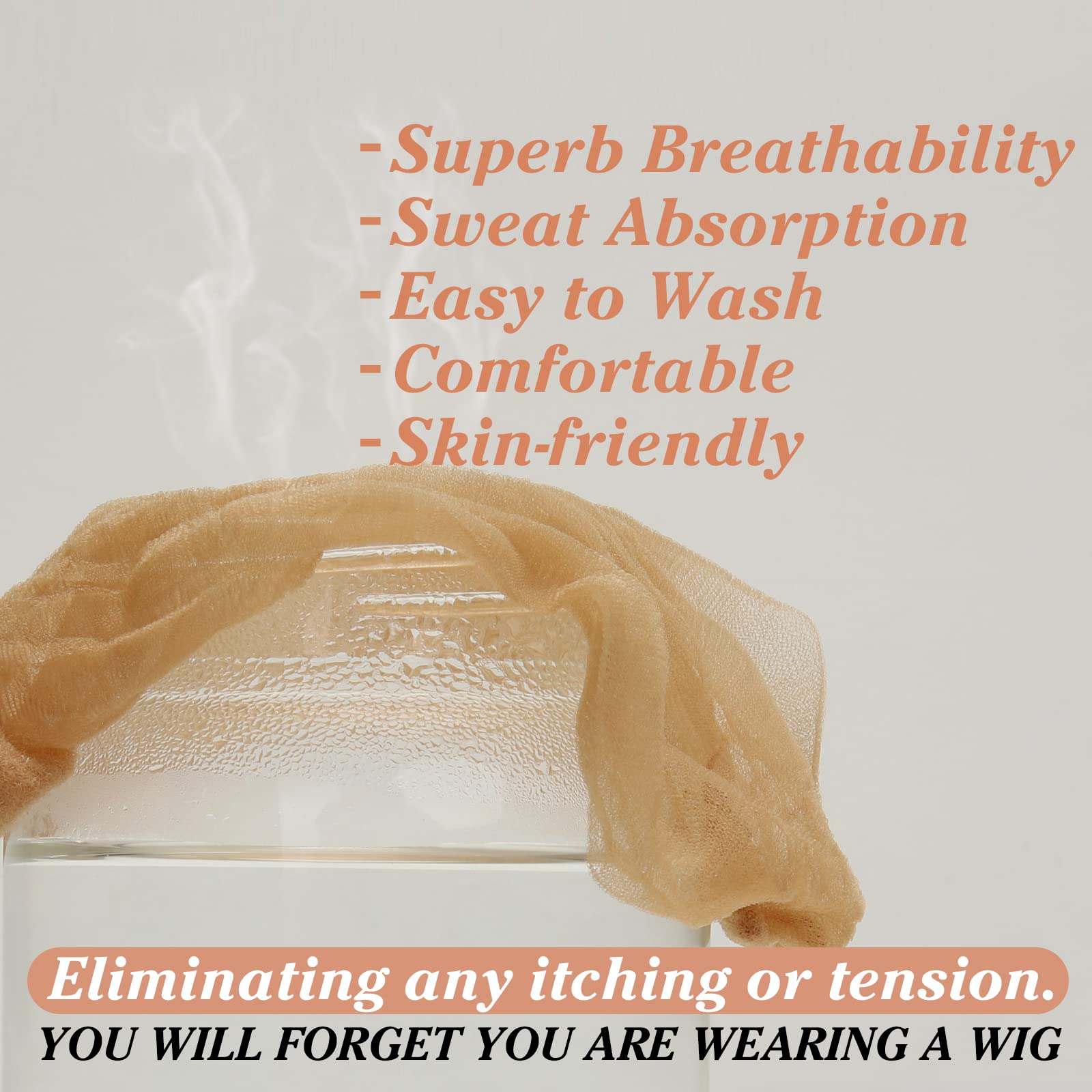 BEEOS Skinlike HD Wig Cap, 4 Pieces Invisible and Sheer Breathable Ultra-thin Stretchy Stocking Caps for Lace Front Wigs