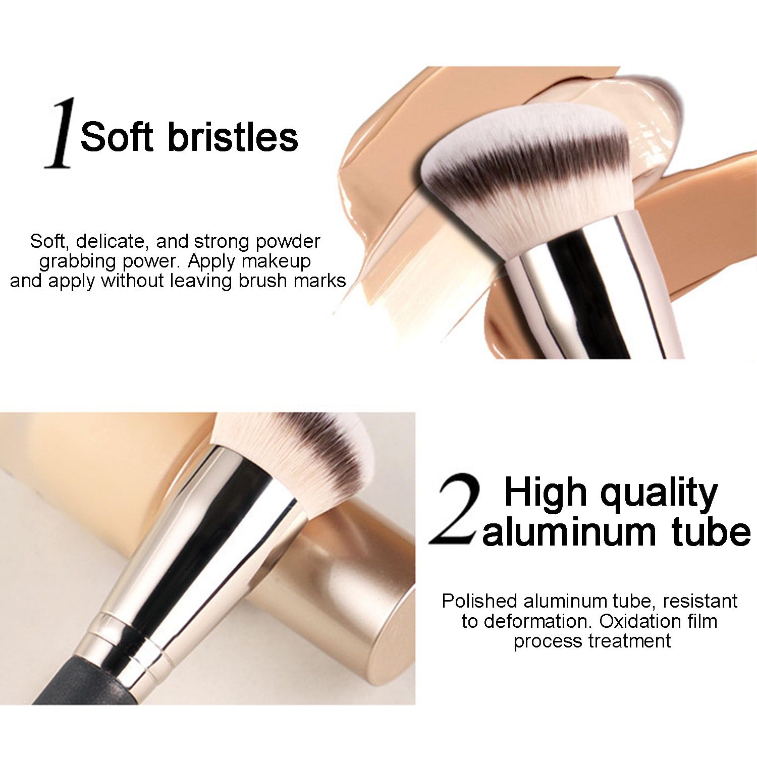 TingDongWei 2 Pieces Foundation Brush and Concealer Brush, Professional Flat Tip Kabuki Brush for Liquid Foundation, Polishing