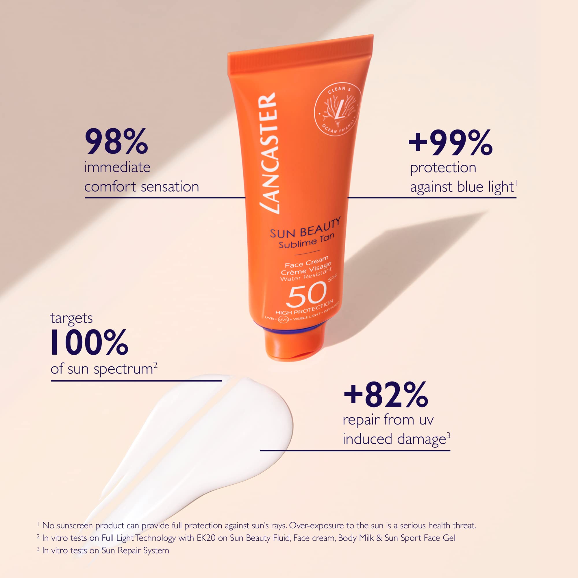 Lancaster Sun Beauty Face Cream SPF30 50ml, Photoaging Control, Broad Spectrum Sun Protection, High Protection With Full Light Technology, Water and Sweat Resistant, Clean Formula