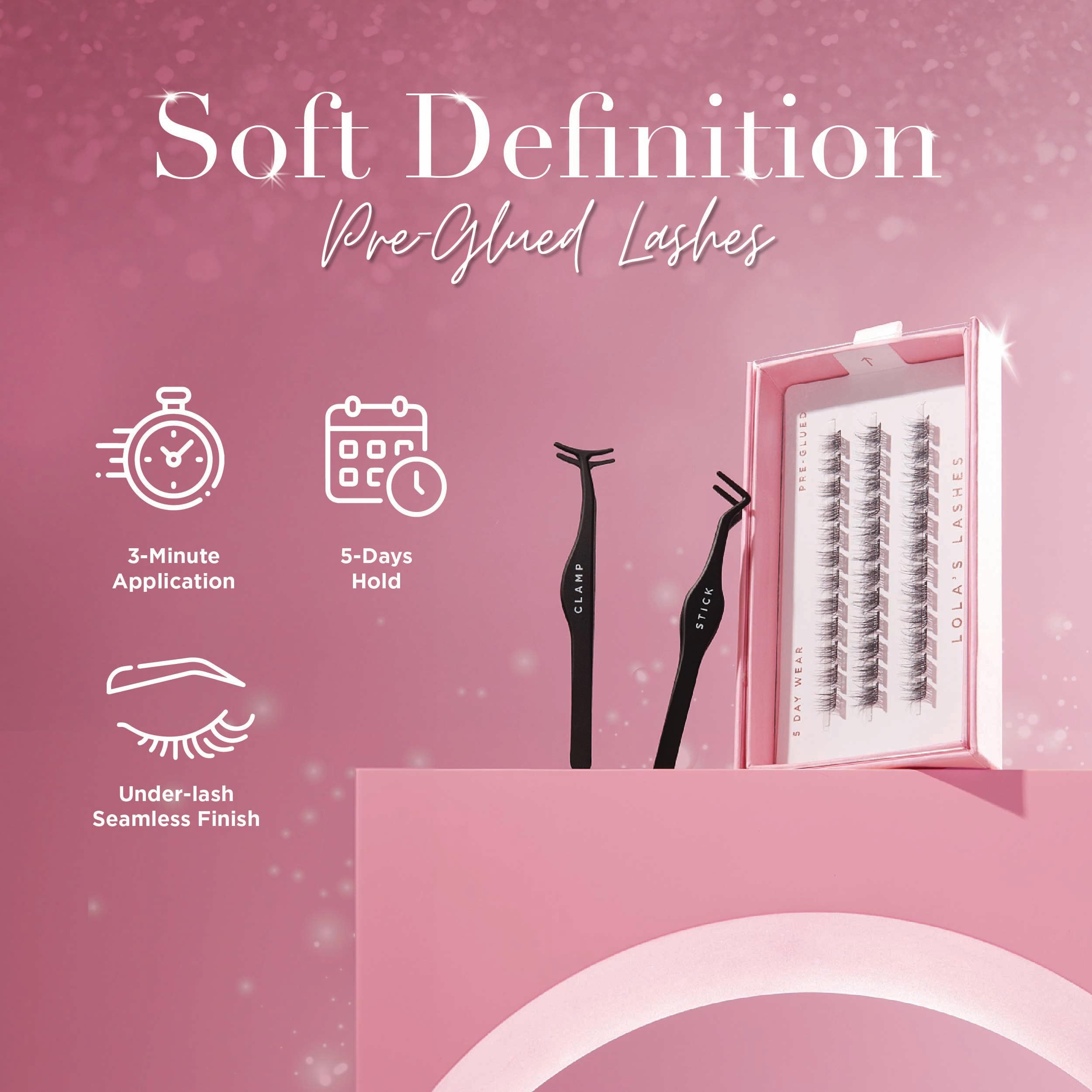 Lola's Lashes Pre-glued Lashes | Bold Definition Starter Kit | Pre-Glues Lashes | Easy Application | Application Tools Included | 5 Days Wear & Waterproof | 10-14mm