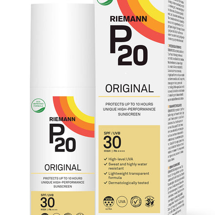 RIEMANN P20 Original SPF30 Spray 100ml Advanced Sunscreen Protection, High Performance Triple Protection + Sweat Resistance, Durable Protects up to 10 Hours, Very Water Resistant, High UVA Protection
