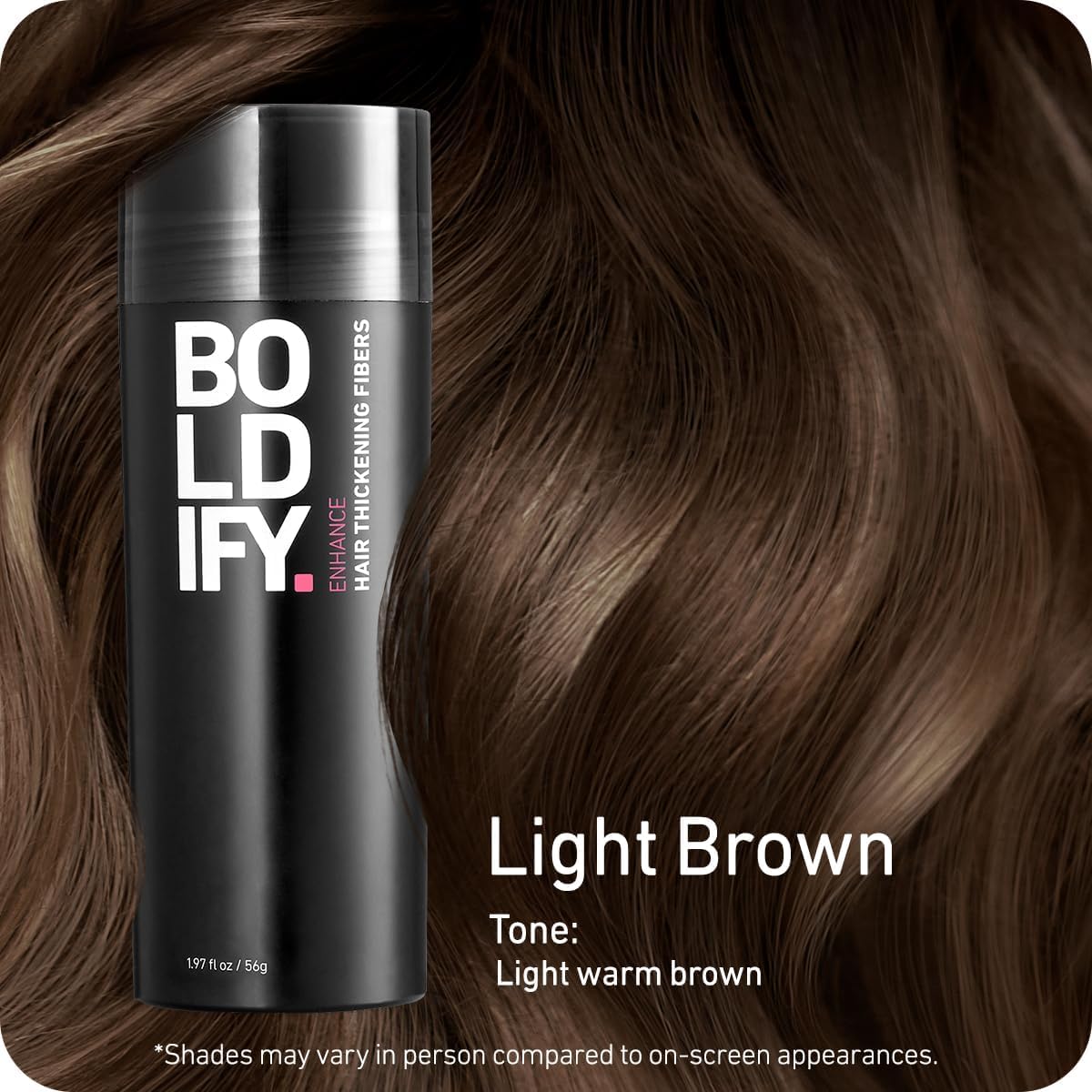 BOLDIFY Hair Fibres (56g) - Fill In Thinning and Fine Hair for an Instantly Fuller, Thicker Look - 14 Shades for Women and Men - Light Brown