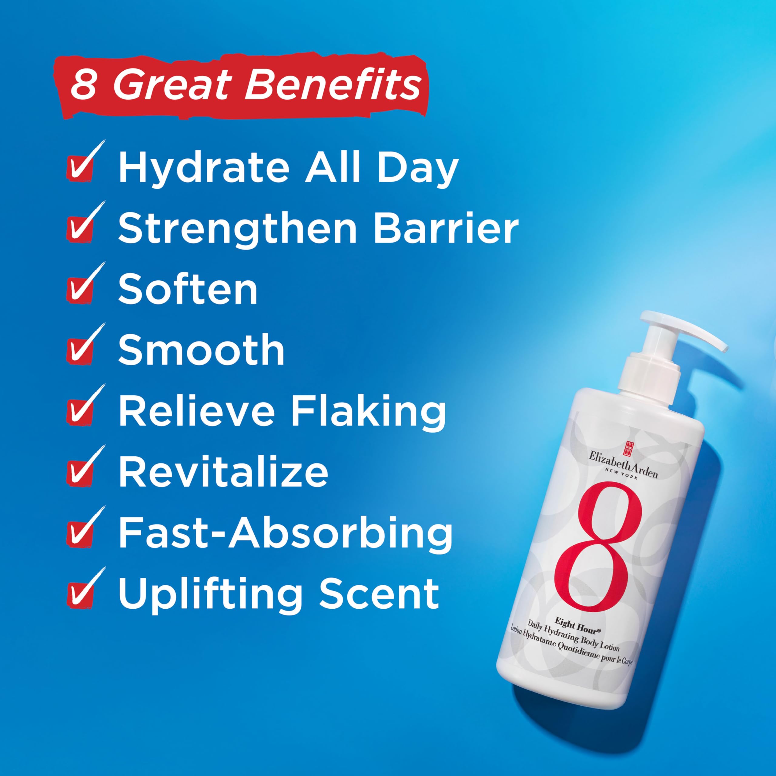 Elizabeth Arden Eight Hour Daily Hydrating Body Lotion, Lightweight Moisturizer for Soft & Smooth Skin, 12.85 Fl Oz