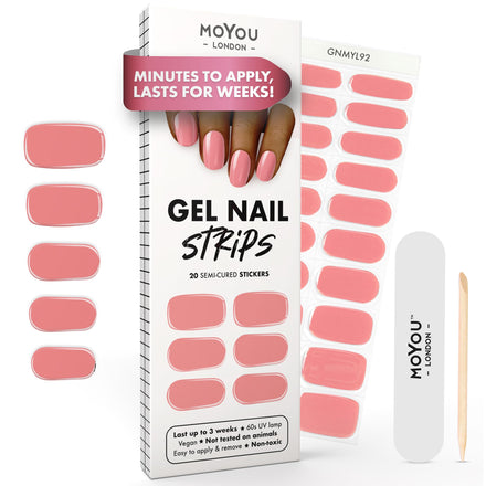 MOYOU LONDON Semi Cured Gel Nail Strips - 20 Pcs. Nail Wraps for Salon-Quality Manicure - Works with Any UV Lamp - Easy to Apply, Trim, & Remove Gel Stickers