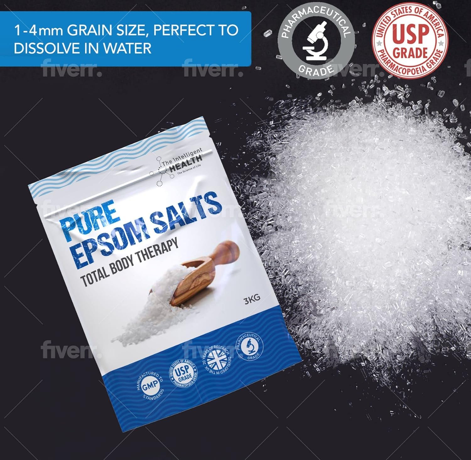 Pure Epsom Salts | Magnesium Sulphate Bath Salt (3kg Pack)