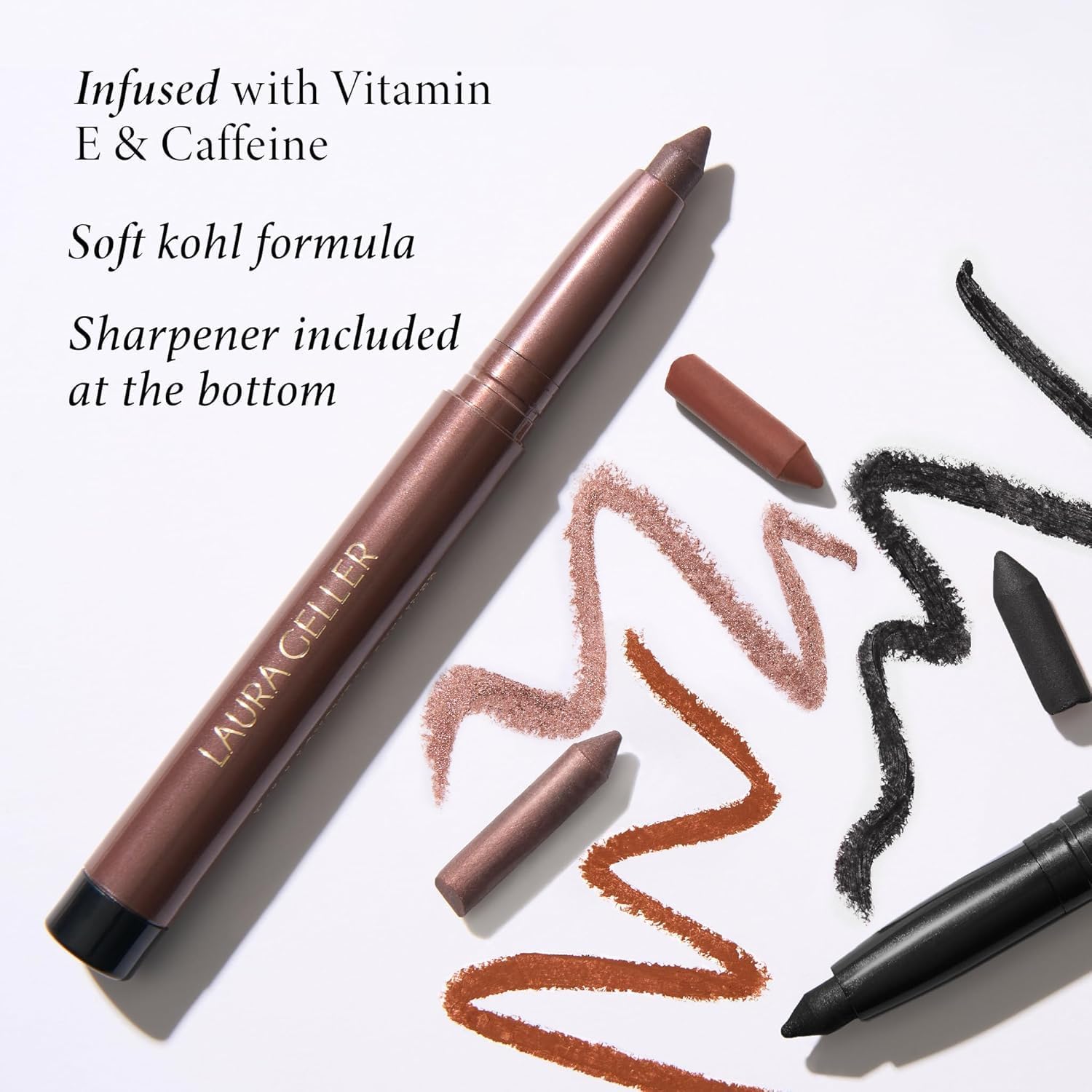 LAURA GELLER NEW YORK Longwear Kohl Kajal Eyeliner Pencil (Smoky Plum Kohl) Hydrating & Vibrant Pencil With Built in Sharpener For Expert Precision, Glides On Effortlessly