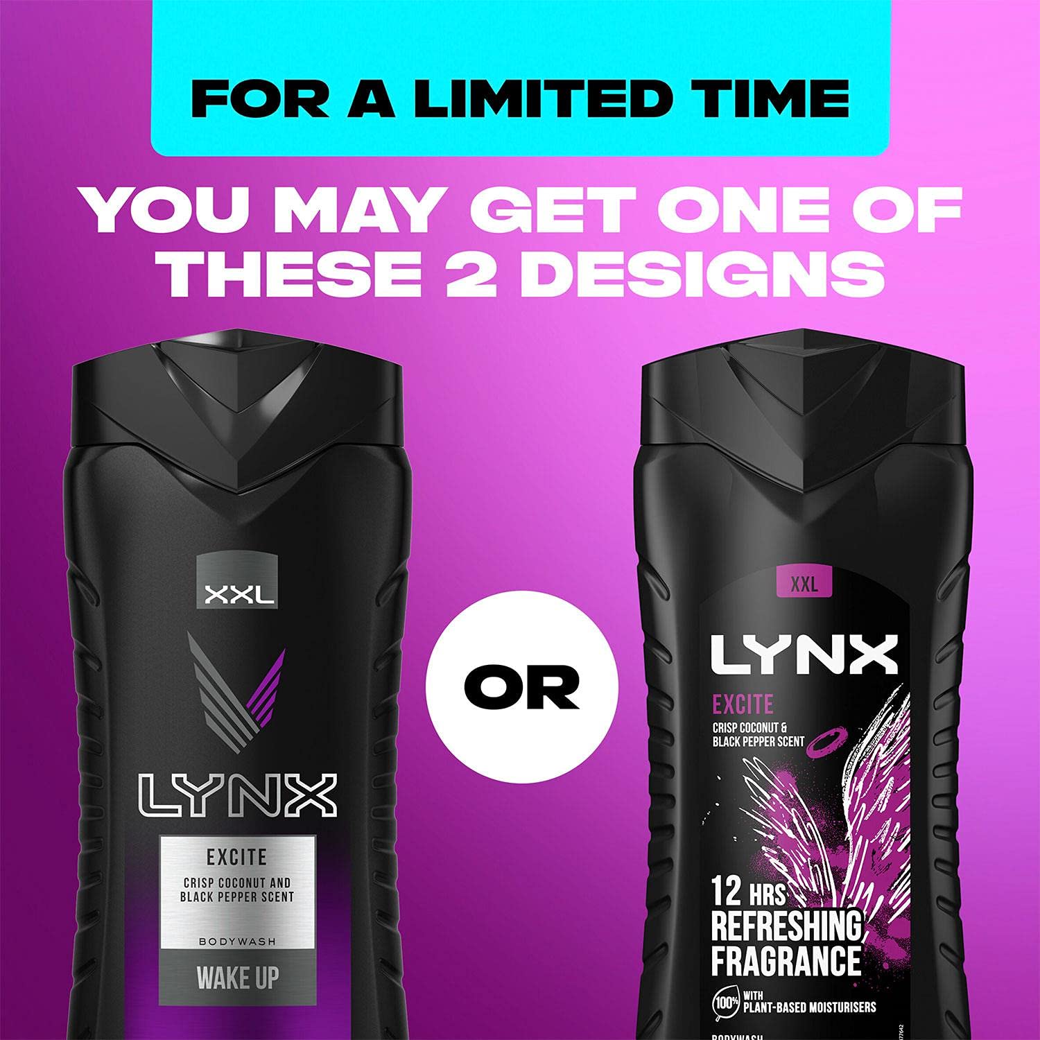 Lynx Excite Shower Gel Mens Body Wash, 225ml (6 Pack)