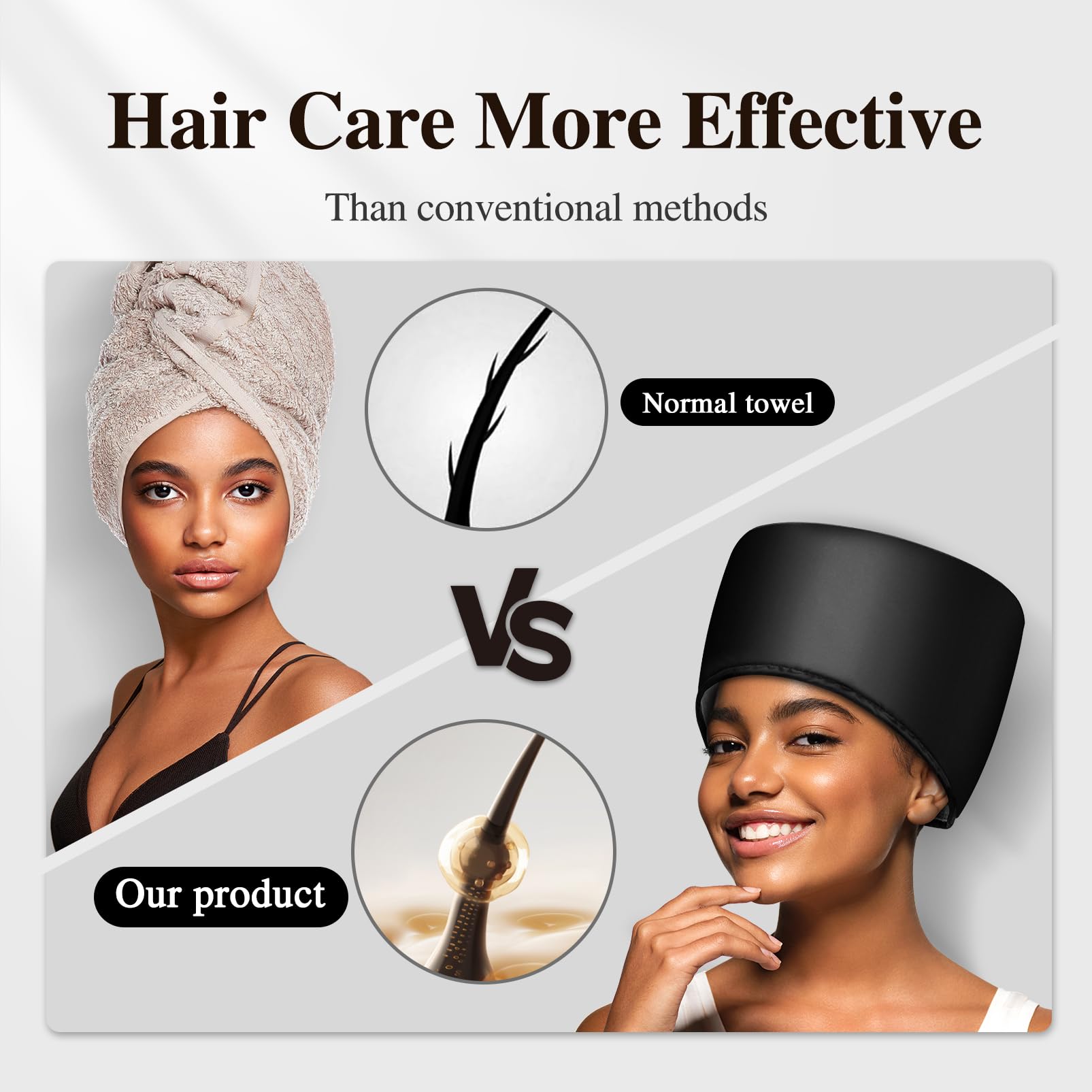 Hair Cap Treatment Steamer for Deep Conditioning - Thermal Hot Head Heat Hat Electric for Afro Hair Spa Care Home Use with 2 Mode/Black (UK Plug)
