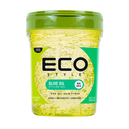 Ecoco Eco Style Gel Olive Oil - 100% Pure Olive Oil - Adds Shine And Tames Split Ends - Weightless Style - Nourishes And Repairs - Adds Moisture To The Scalp - Superior Hold - Healthy Shine - 32 Oz