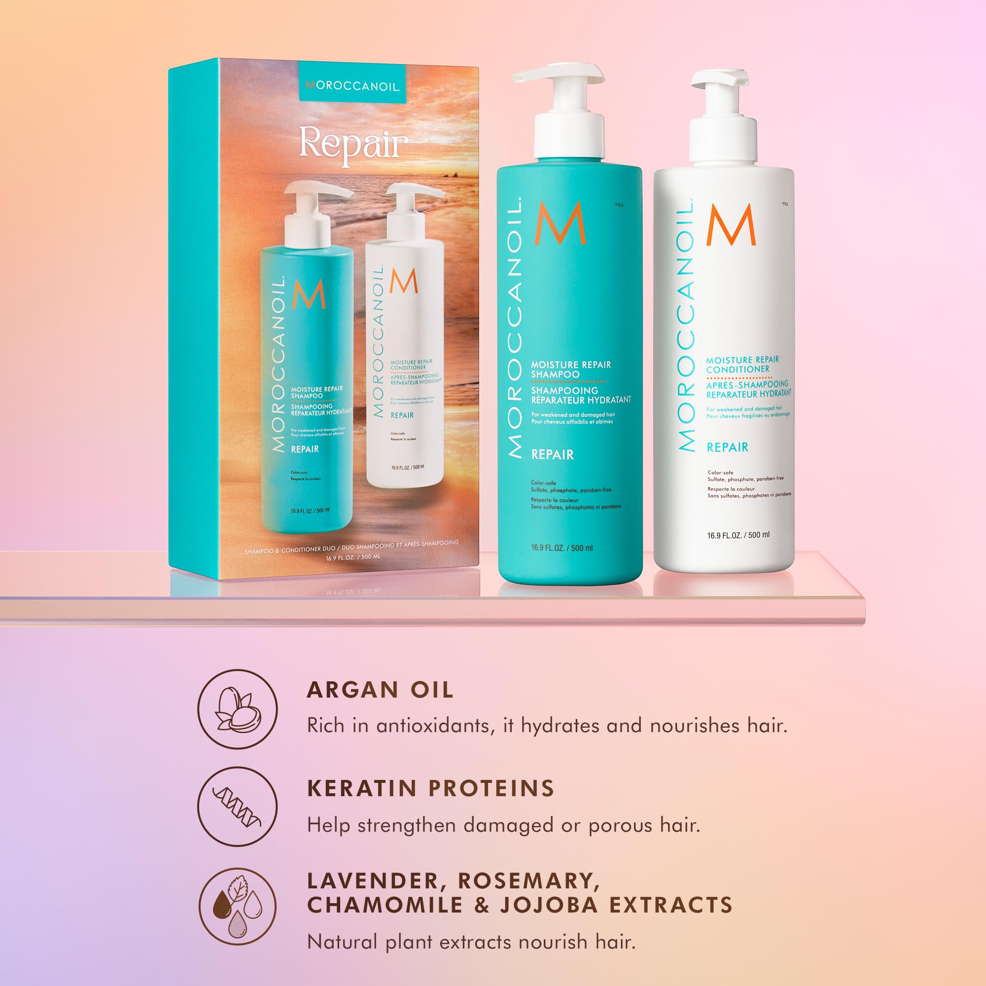 Moroccanoil Moisture Repair 500ml Shampoo and Conditioner Set