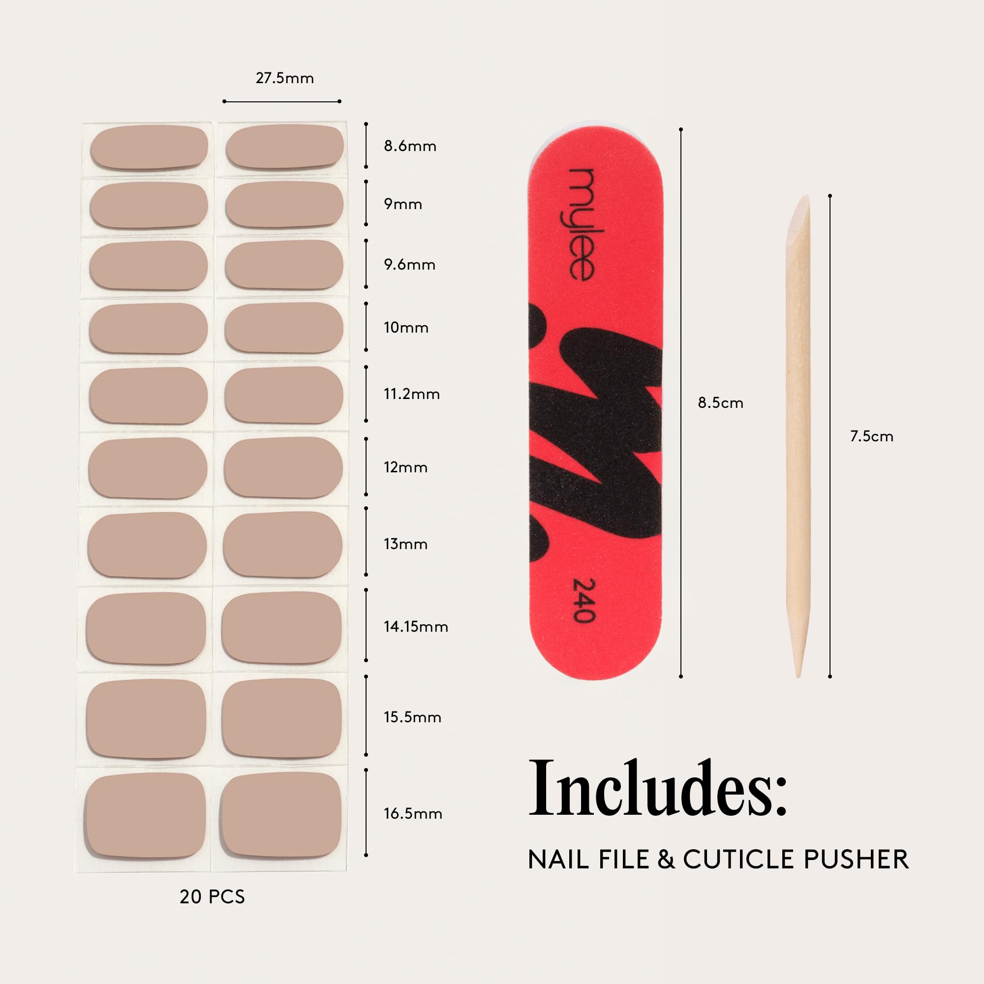 Mylee Gel Nail Wraps – 10 Pre-Cured Gel Stickers for Instant Mani – No Lamp Needed, Chip-Resistant, Glossy Finish, Lasts Up to 14 Days – Easy to Apply, Vegan & Cruelty-Free (0034 - Cozy Nights)