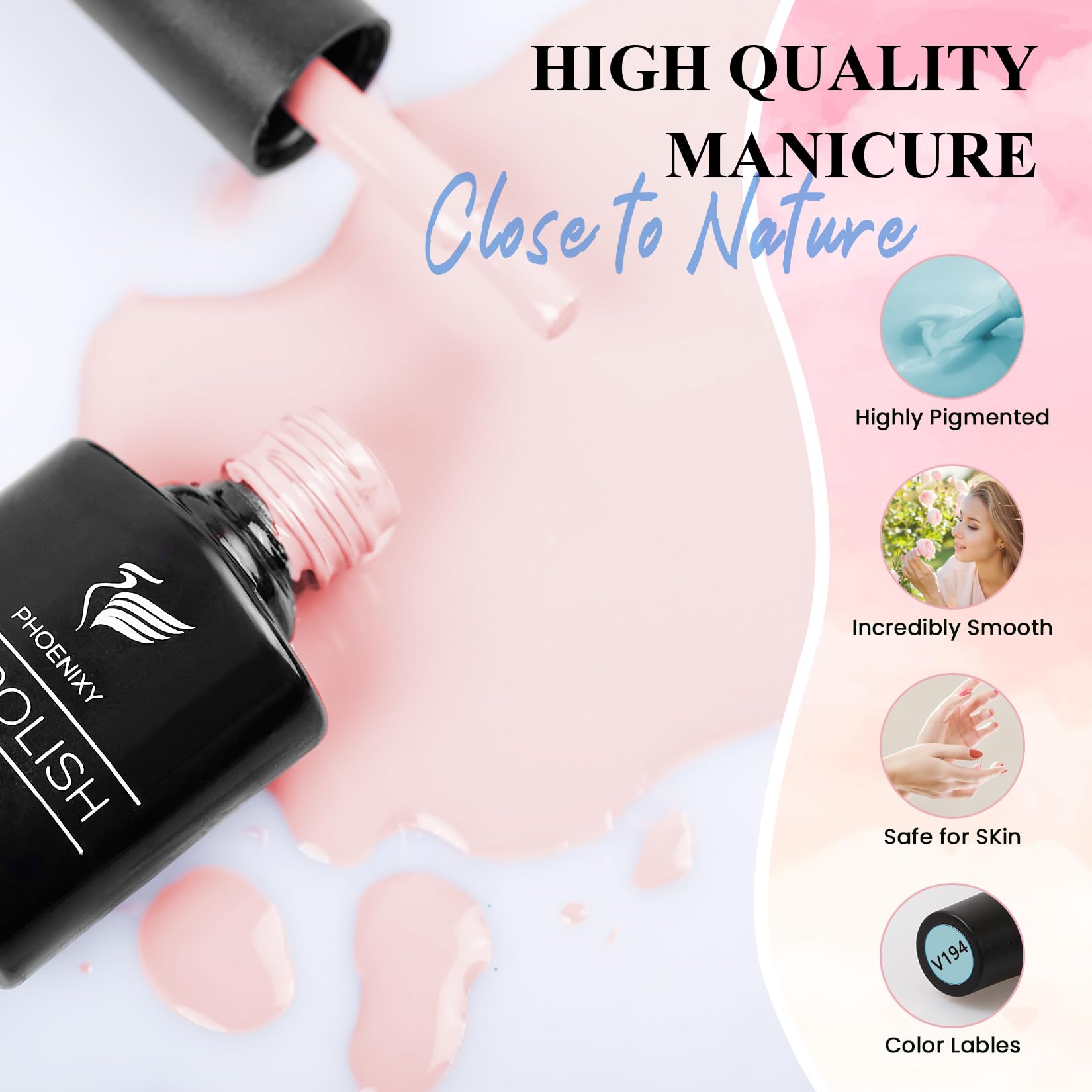 PHOENIXY Gel Nail Polish Kit with UV LED Nail Lamp - 12 Pcs Gel Polishes Set, All Seasons, Glossy Matte & Top Coat, Base Coat, Starter Kit Gift for Women