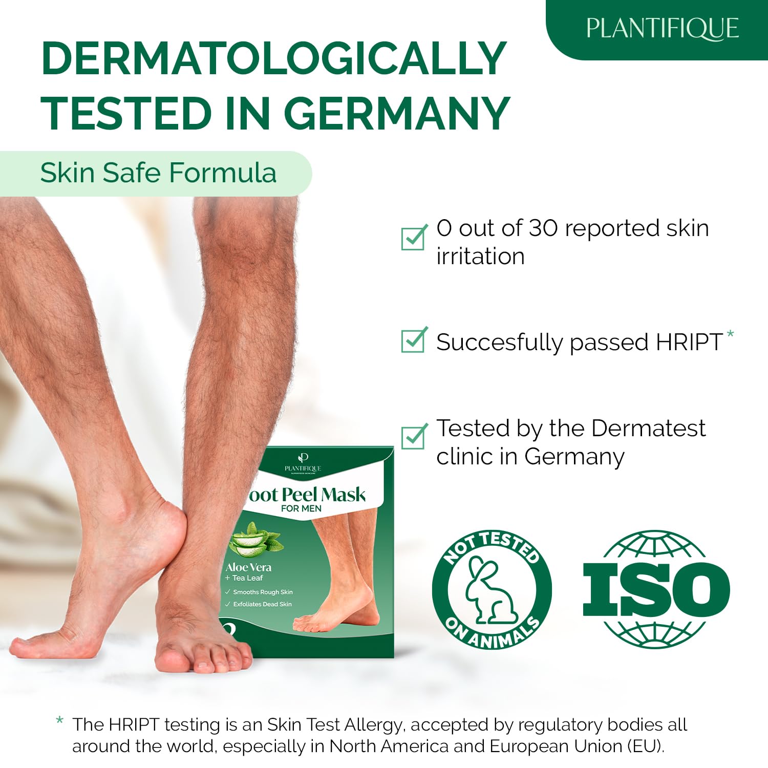 Plantifique Foot Peel Mask – 2 Pairs Exfoliating & Dermatologically Tested Foot Treatment, Removes Dead Skin & Repairs Heels for Soft Feet – Aloe Vera Scent, Gift for Men