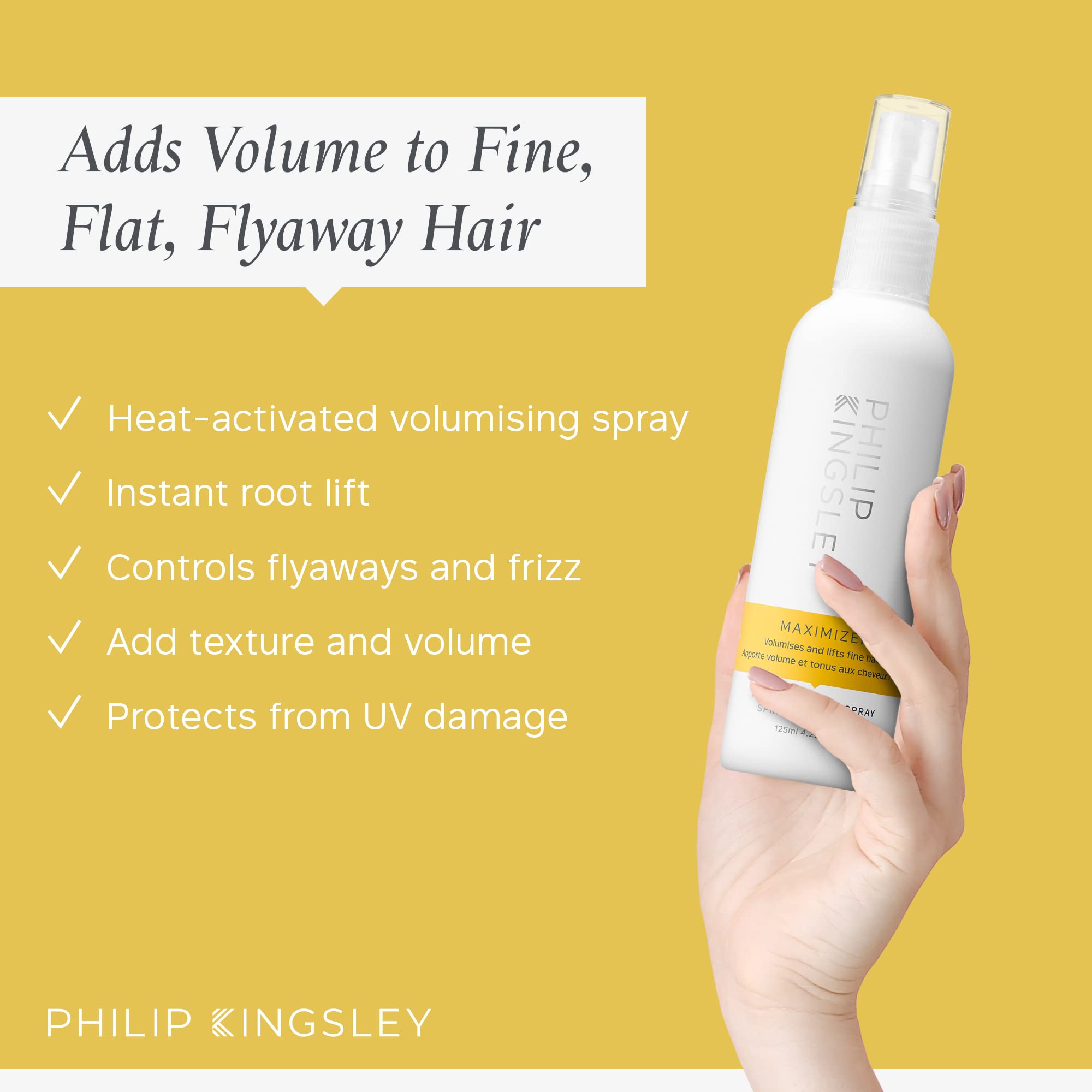 Philip Kingsley | Maximizer Root Boosting Spray | Volumizing Hair Spray that Adds Texture, Boosts and Lifts Fine, Flat, Thin, Limp Hair | Heat Protection | 60ml