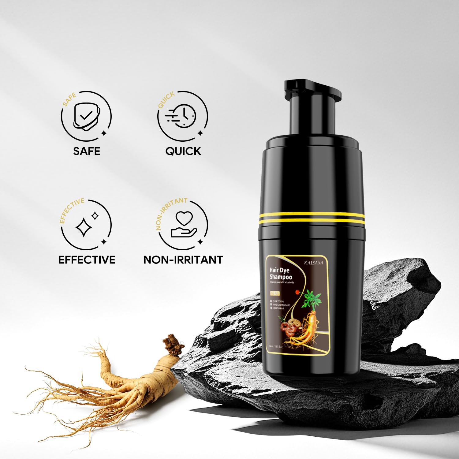 Hair Dye Shampoo for Gray Hair, Hair Colour Shampoo 3 in 1 for Women Men Grey Coverage (Dark Brown)