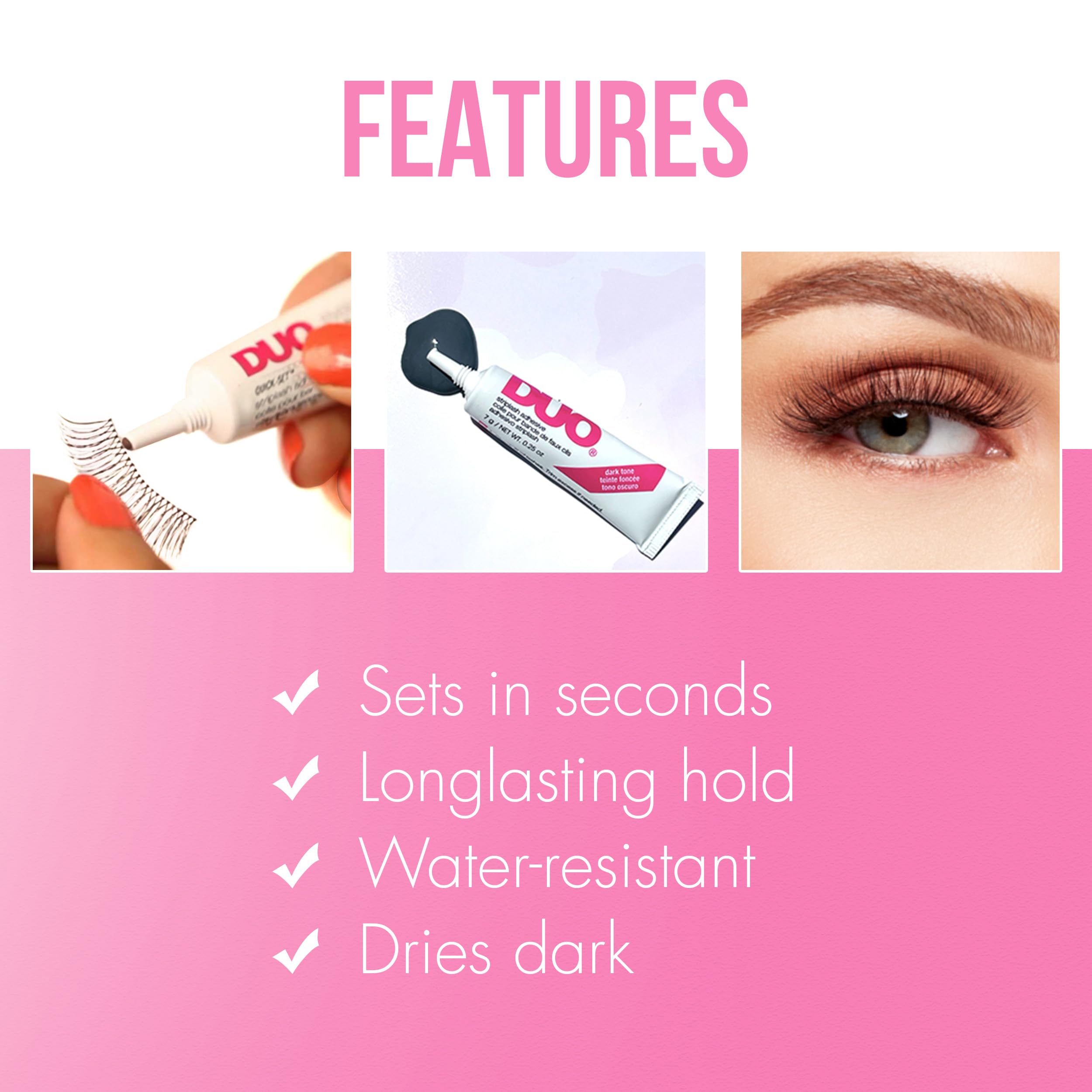 DUO Quick-Set Strip Lash Adhesive – Dark Tone, Long-Lasting, Water-Resistant Lash Glue, Strong Hold for Strip & Individual Lashes, 0.25 oz