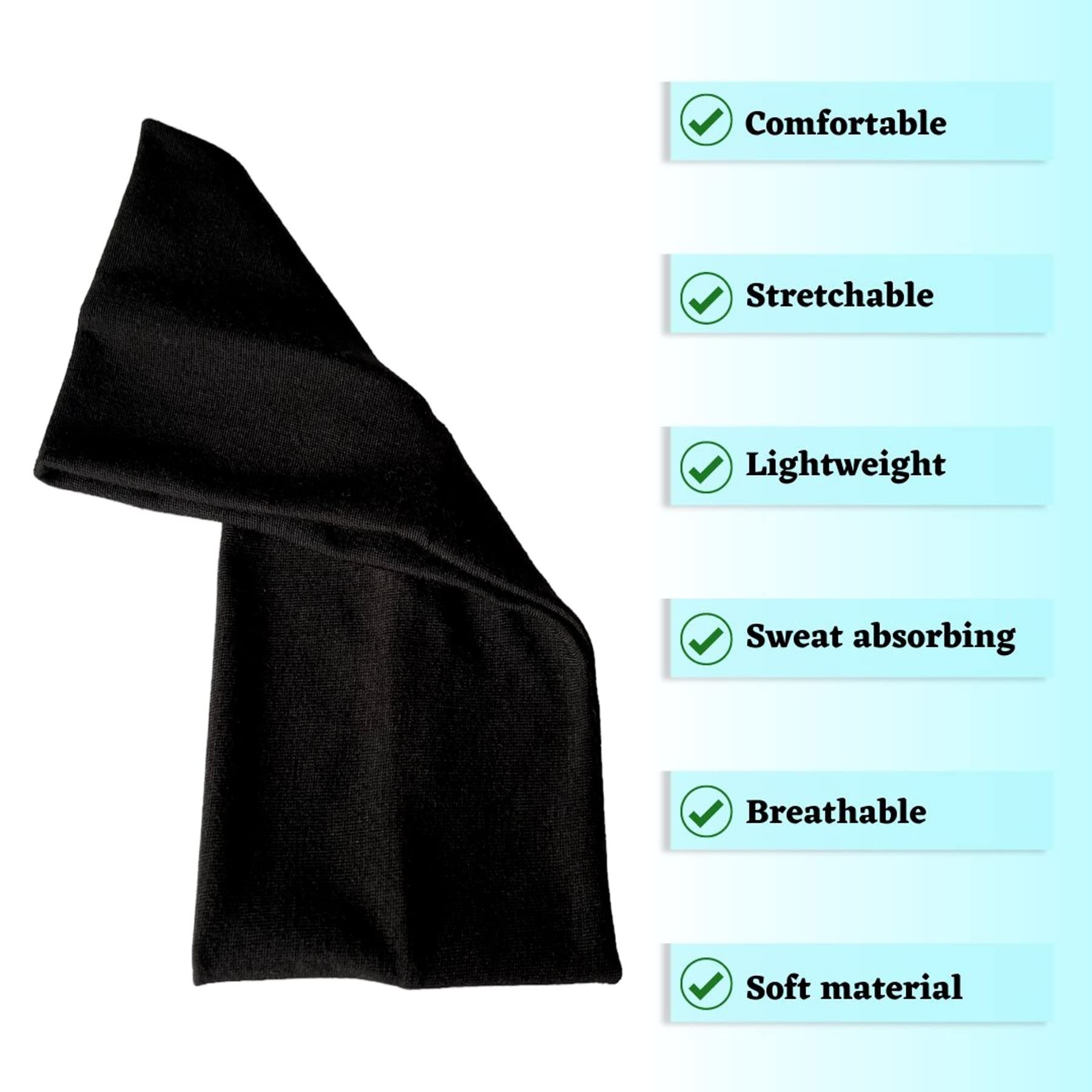 9 cm Wide Kylie Head Bands Plain Stretchy headband Bandeau Unisex Hair Band (Black)