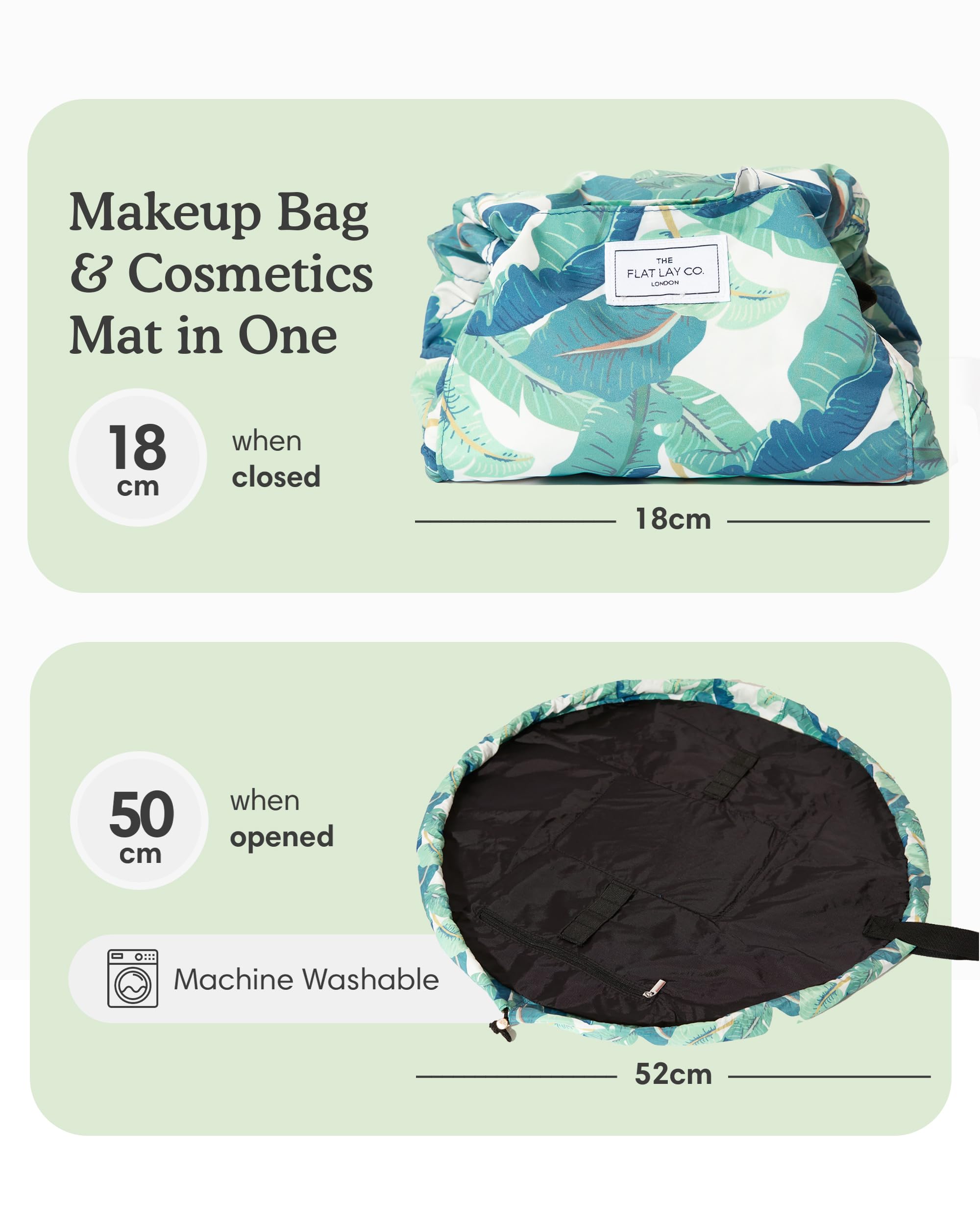 The Flat Lay Co. Makeup Bag - Leopard Travel Drawstring Makeup Bag with Brush Holder & Large Pockets - Cosmetics Organiser Storage for Eyeshadow, Blushes, Lipstick, & Brushes