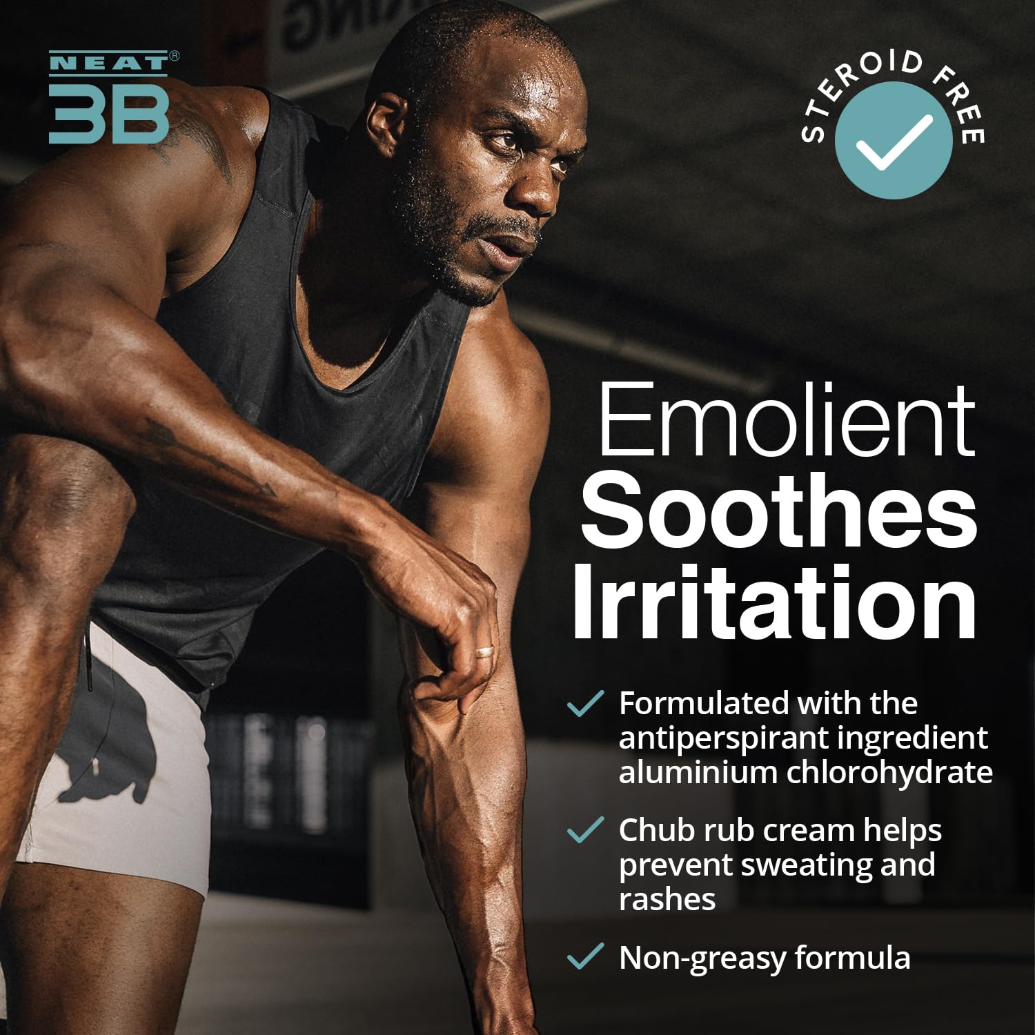 Neat 3B Action Cream - Anti Chafe Balm & Antiperspirant for Chub Rub, Sweat Rash, Sweating - Unscented Anti Chafing Chamois Cream - 75 Grams