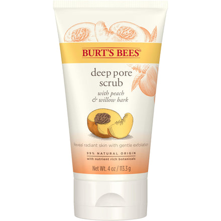 Burt's Bees Peach and Willow Bark Deep Pore Exfoliating Facial Scrub, 4 Oz (Package May Vary)