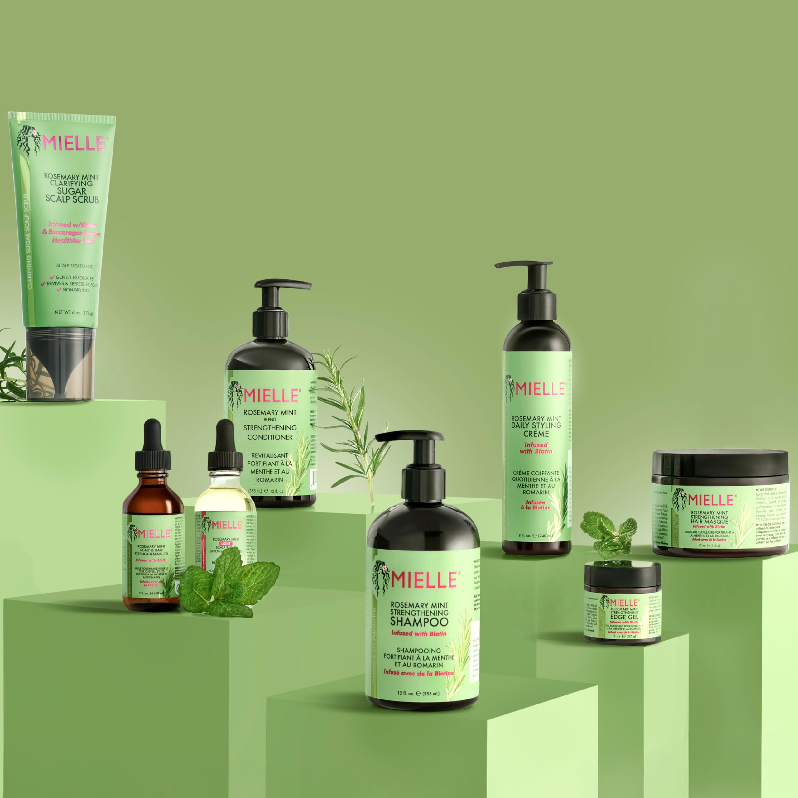 Mielle Rosemary Mint Scalp and Hair Strengthening 1 x Regular Oil 59 ml & 1 x Light Oil 59 ml Bundle