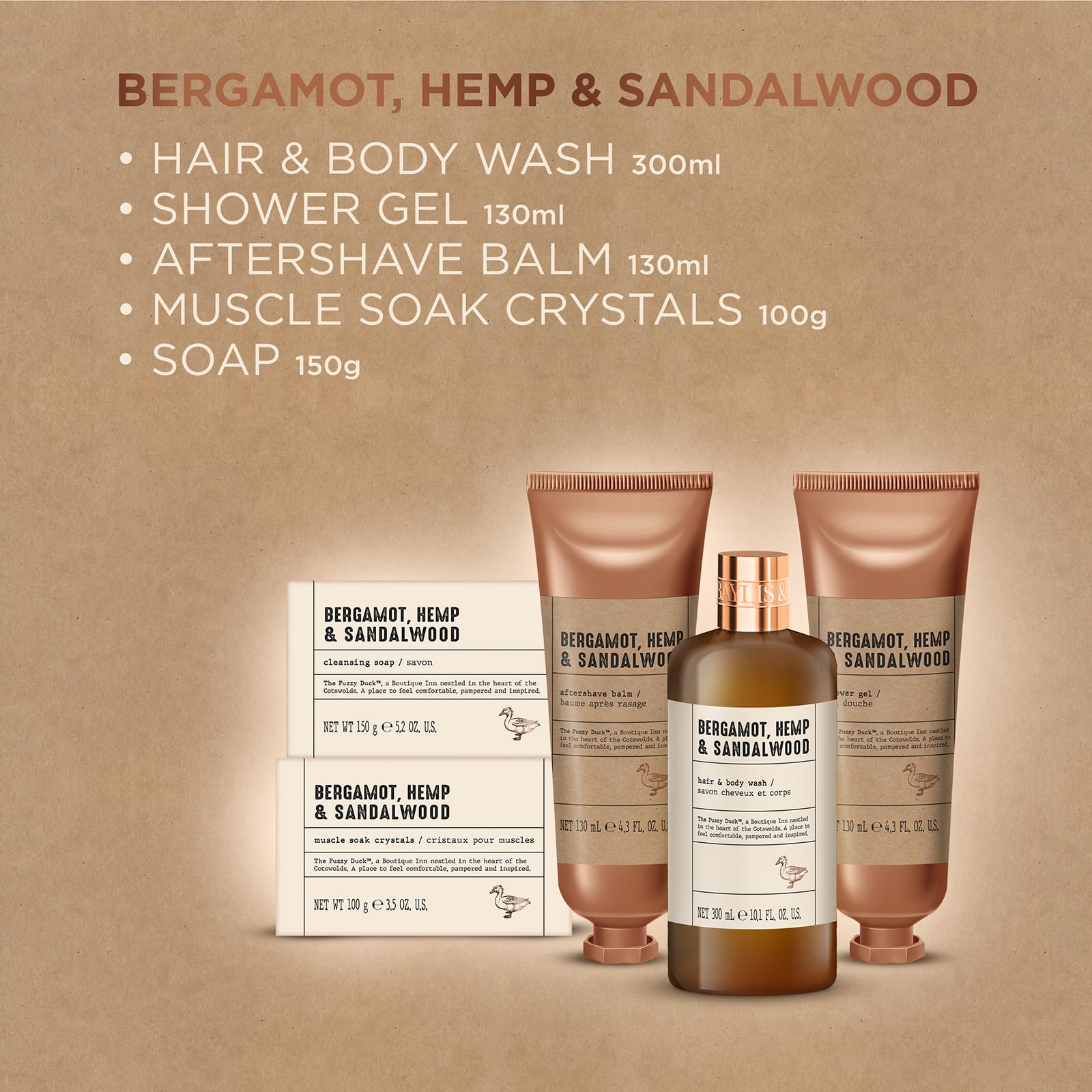 Baylis & Harding Bergamot, Hemp & Sandalwood Refreshing Wash Kit Gift Set - Vegan Friendly (Pack of 1)