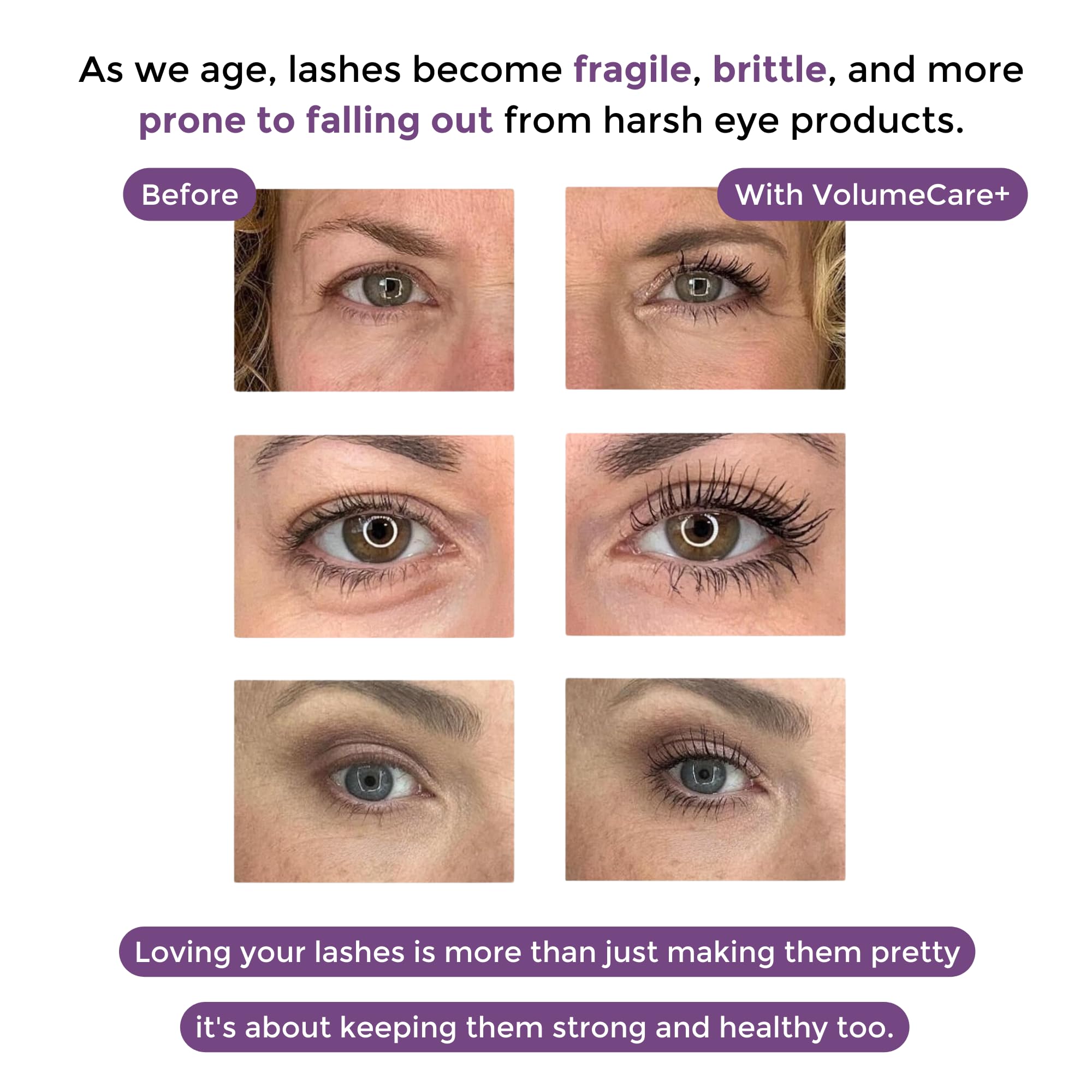 Rumi Cosmetiques VolumeCare+ Mascara For Older Women - Extreme Length and Volume 2-in-1 Formula - No Clumps, Long-wearing, Hypoallergenic Mascara For Sensitive Eyes (Dark Brown)