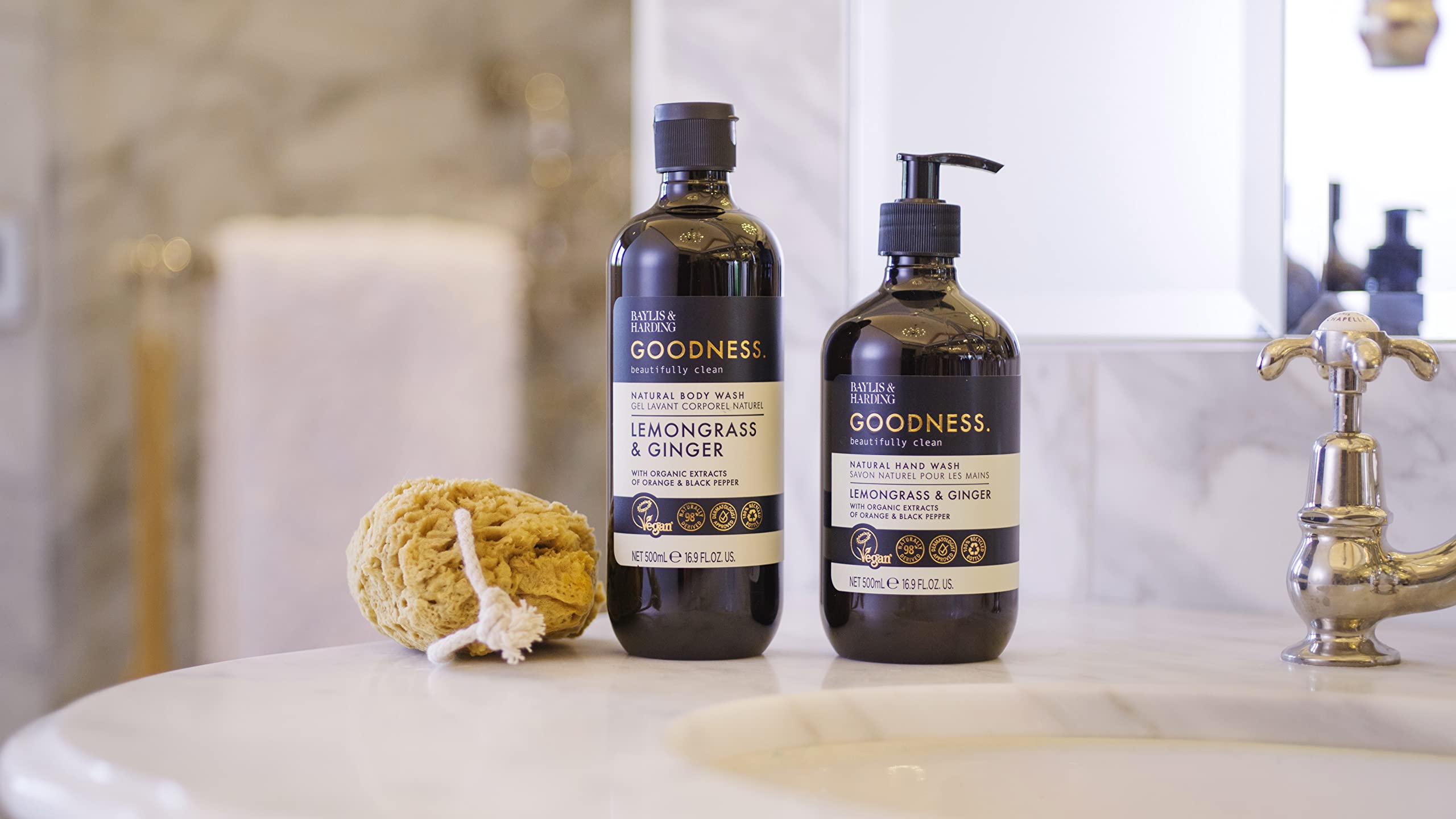 Baylis & Harding Liquid Body Wash Soap, Goodness, Lemongrass & Ginger, 16.9oz/500ml (3-Pack)