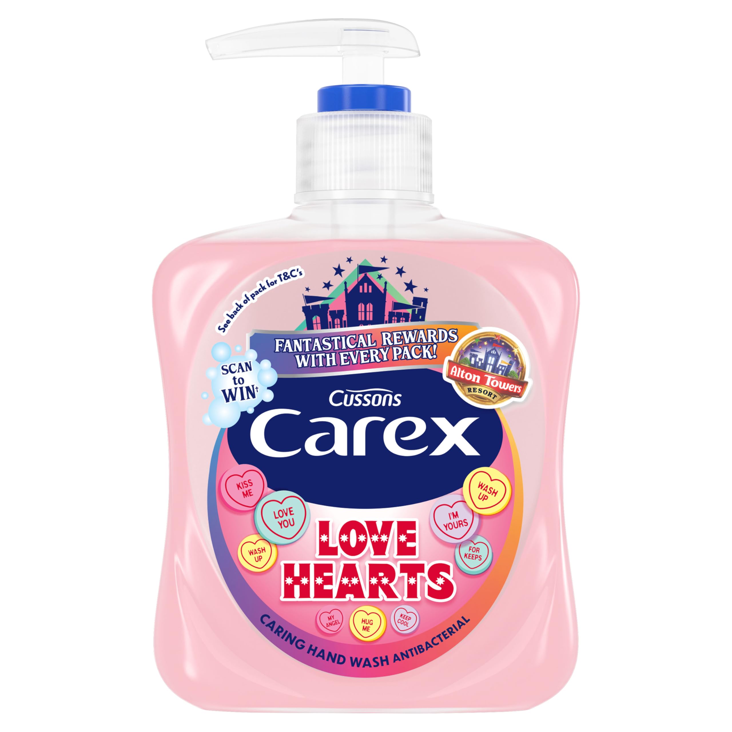 Carex Fun Editions Love Hearts Hand Wash Pack of 6, Antibacterial Hand Soap with Fun Edition Swizzles Love Hearts Fragrance, Soap that Cleans, Cares and Protects, 250ml