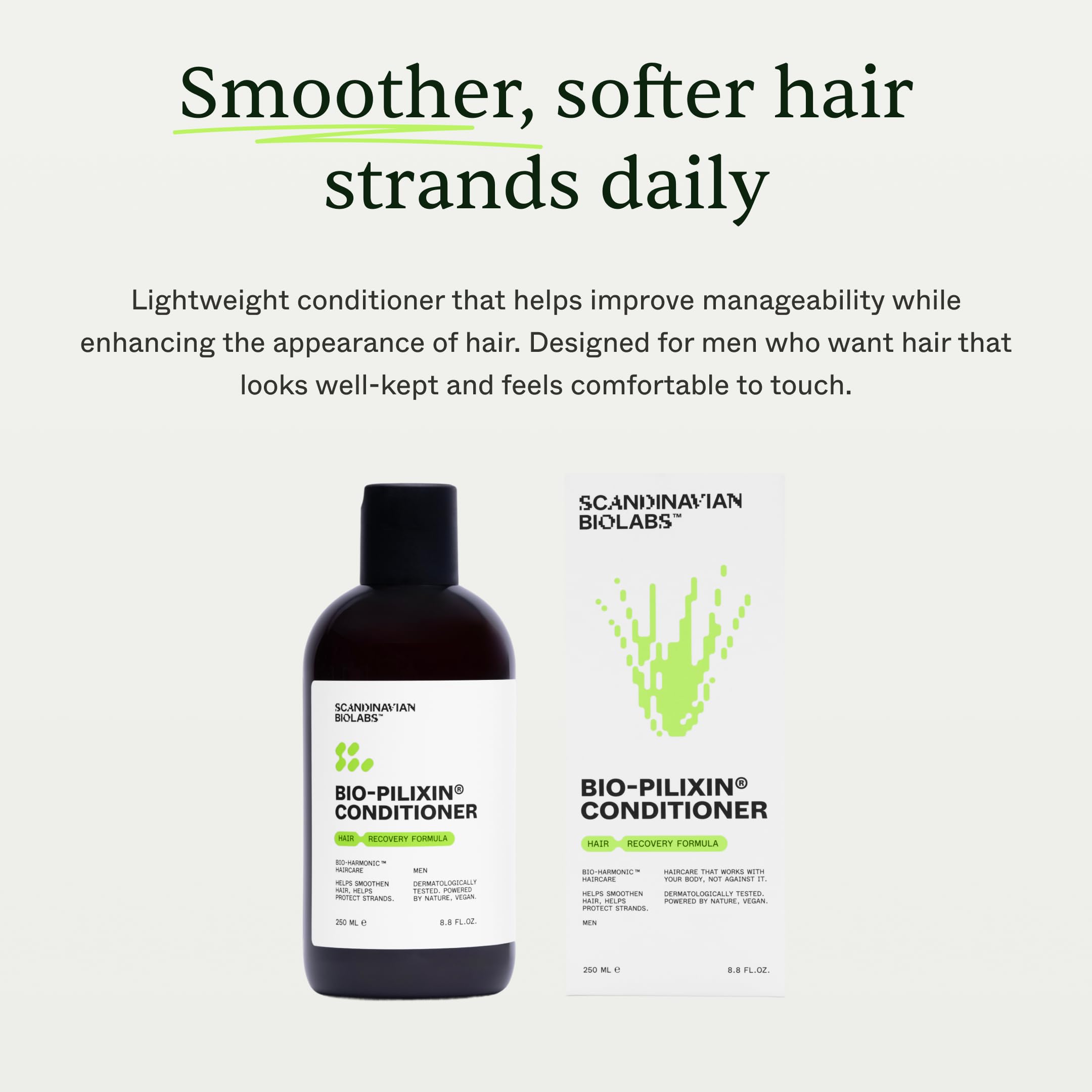 Scandinavian Biolabs Bio-Pilixin® Hair Recovery Conditioner For Men | Prevents Split & Damaged Ends, Restores Weak Hair, Dermatologically Tested, Made in Denmark, 250 mL / 8.8 Oz