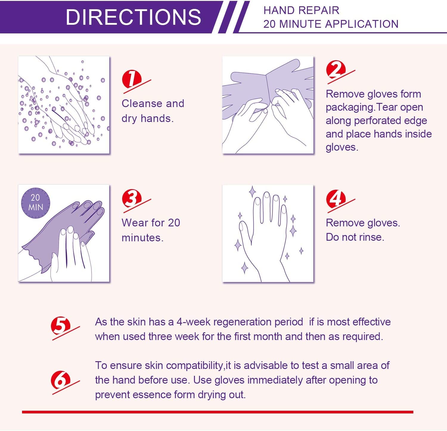 CCKULOOB Hand Mask, 6 Pairs Super Hydrating Hand Mask Moisturizing Hand Mask that Enriched with Collagen, Shea Butter, and Vitamin-E to Revive Dry, Rough and Cracked Skin (6 Lavender)