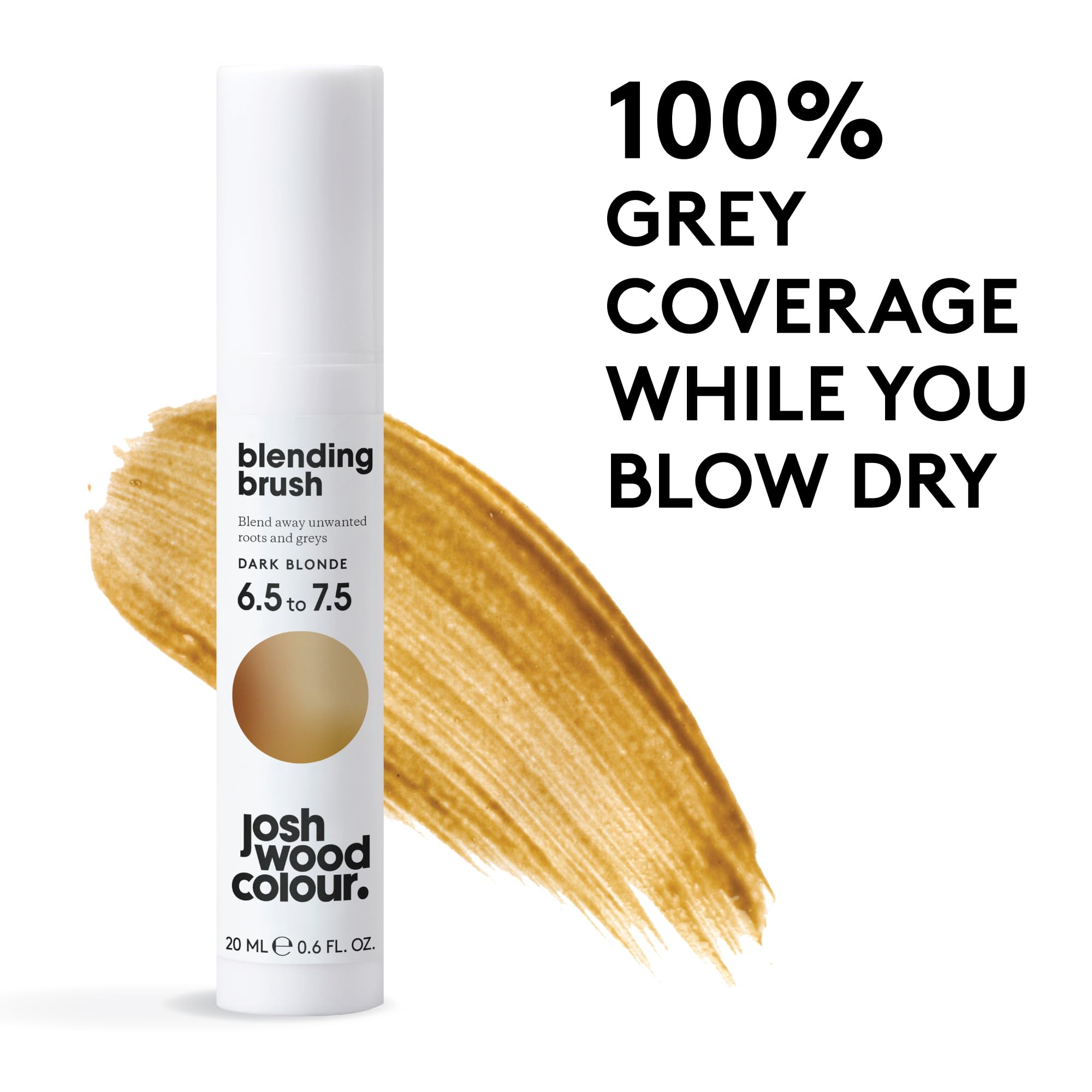 Josh Wood Blending Brush (Dark Blonde) - Grey Root Touch Up Brush to Cover Regrowth in between Colouring - Instant Coverage - Temporary, WASHES OUT - Vegan (20ml)